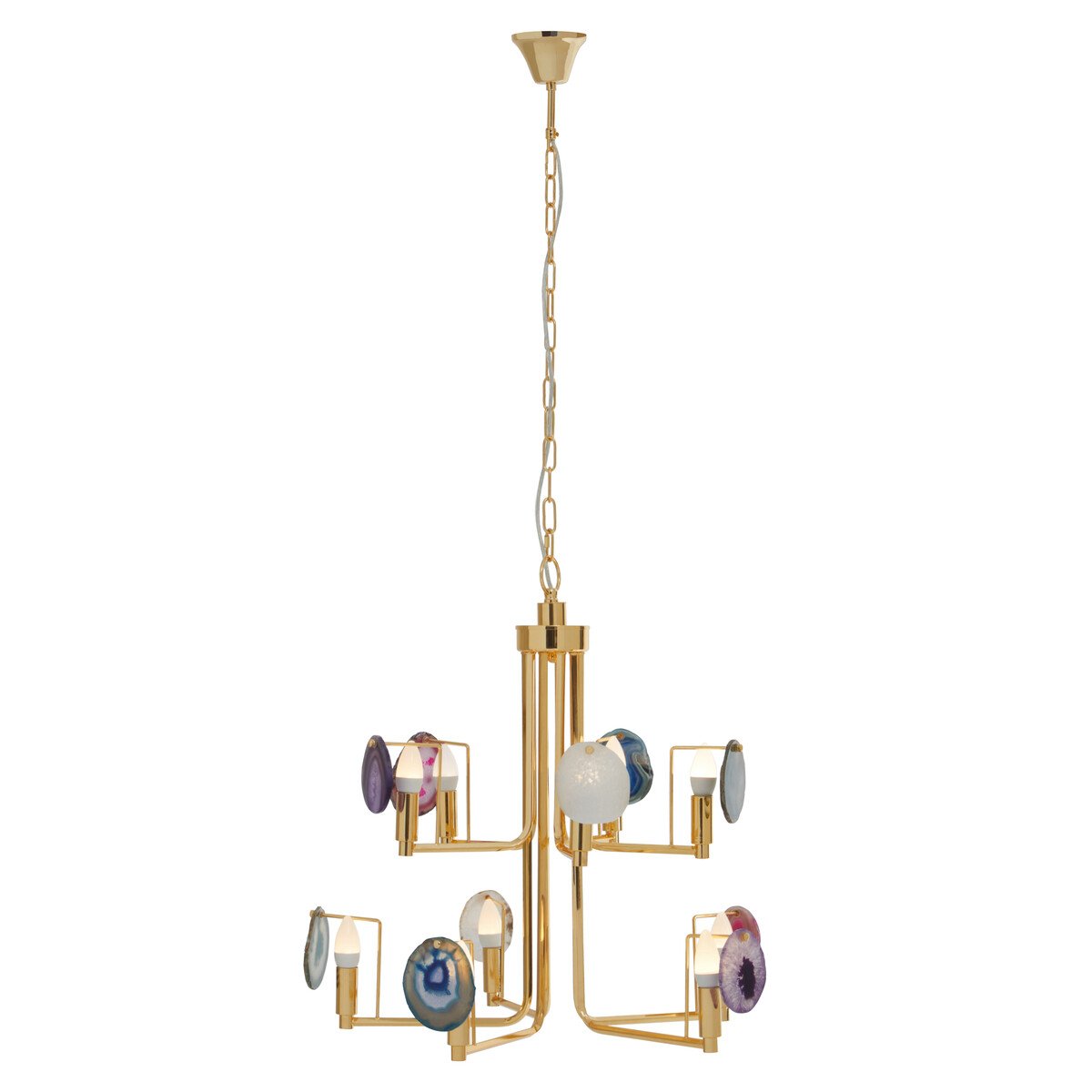 Orsina Glamour Agate 10 Light Ceiling Light - Gold