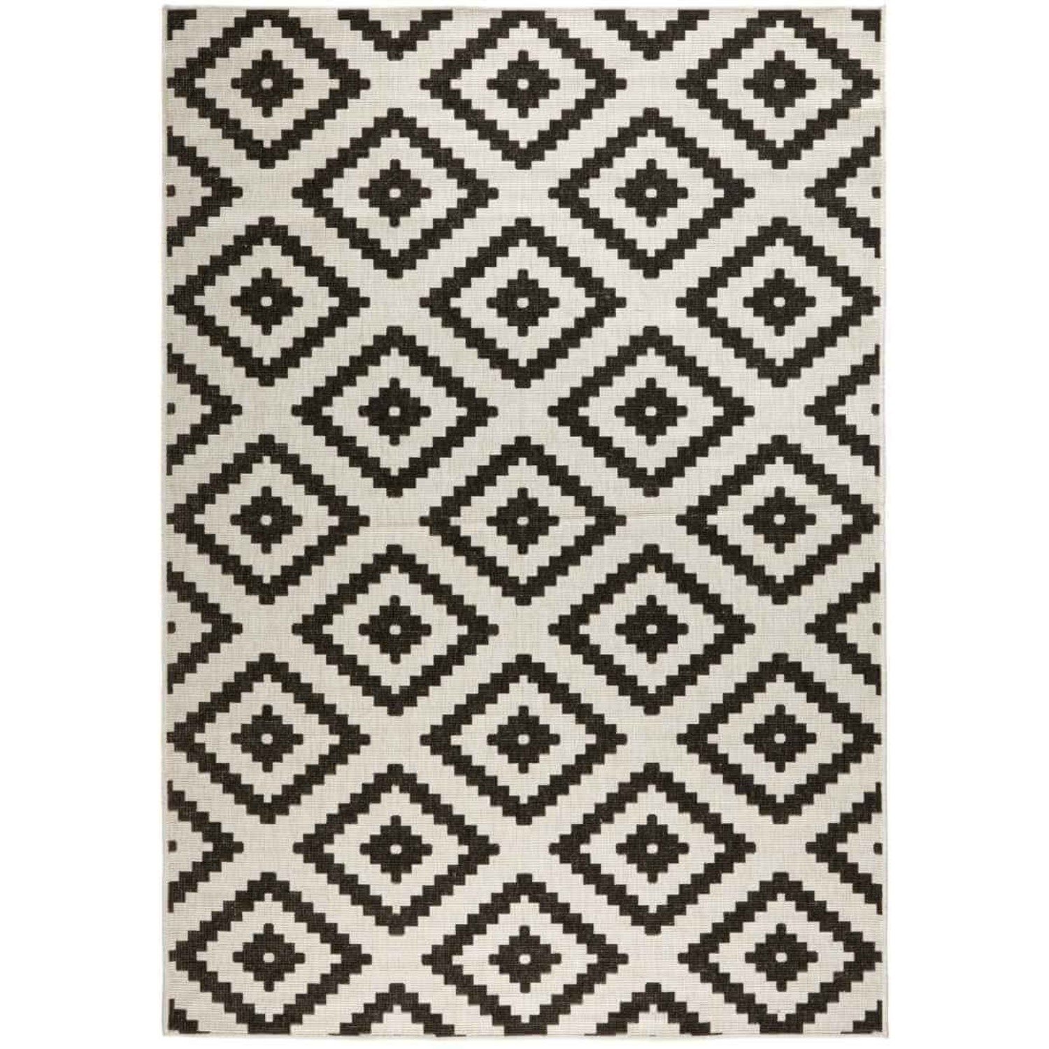 Hanse Home Black Malta Indoor Outdoor Reversible Flatweave Rug - 80 x 150cm