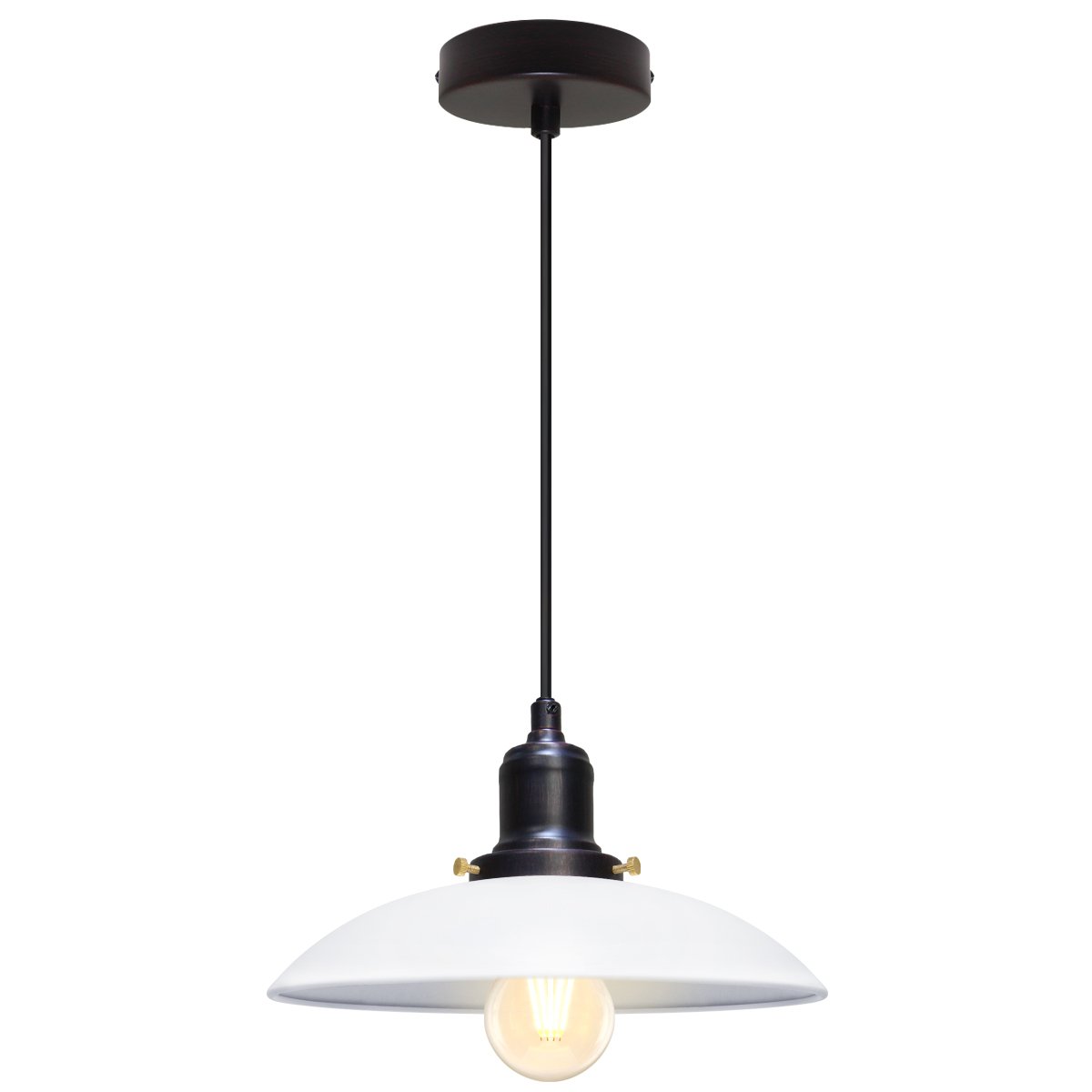 Energy Light Bulbs Dish Shaped Metal Ceiling Pendant Light - White