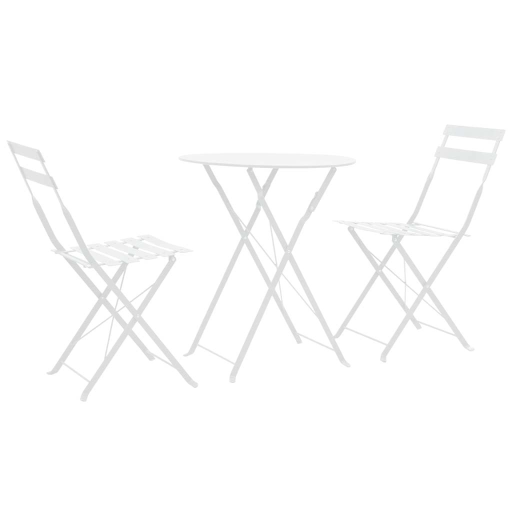 Walplus 3 Piece Steel Folding Bistro Set - White - 60 x 71 cm