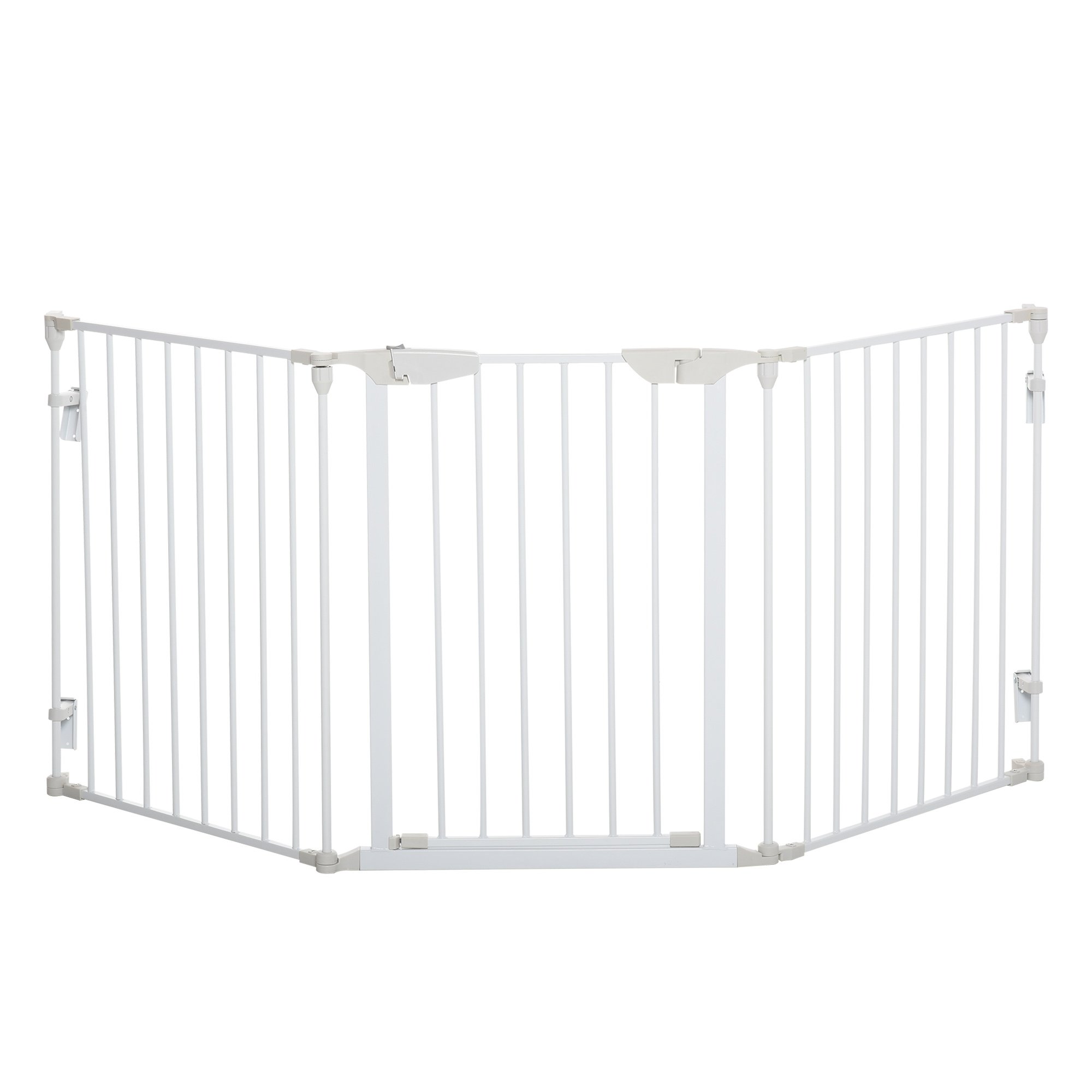 PawHut 3-Panel Metal Foldable Auto Closing Pet Safety Gate - White