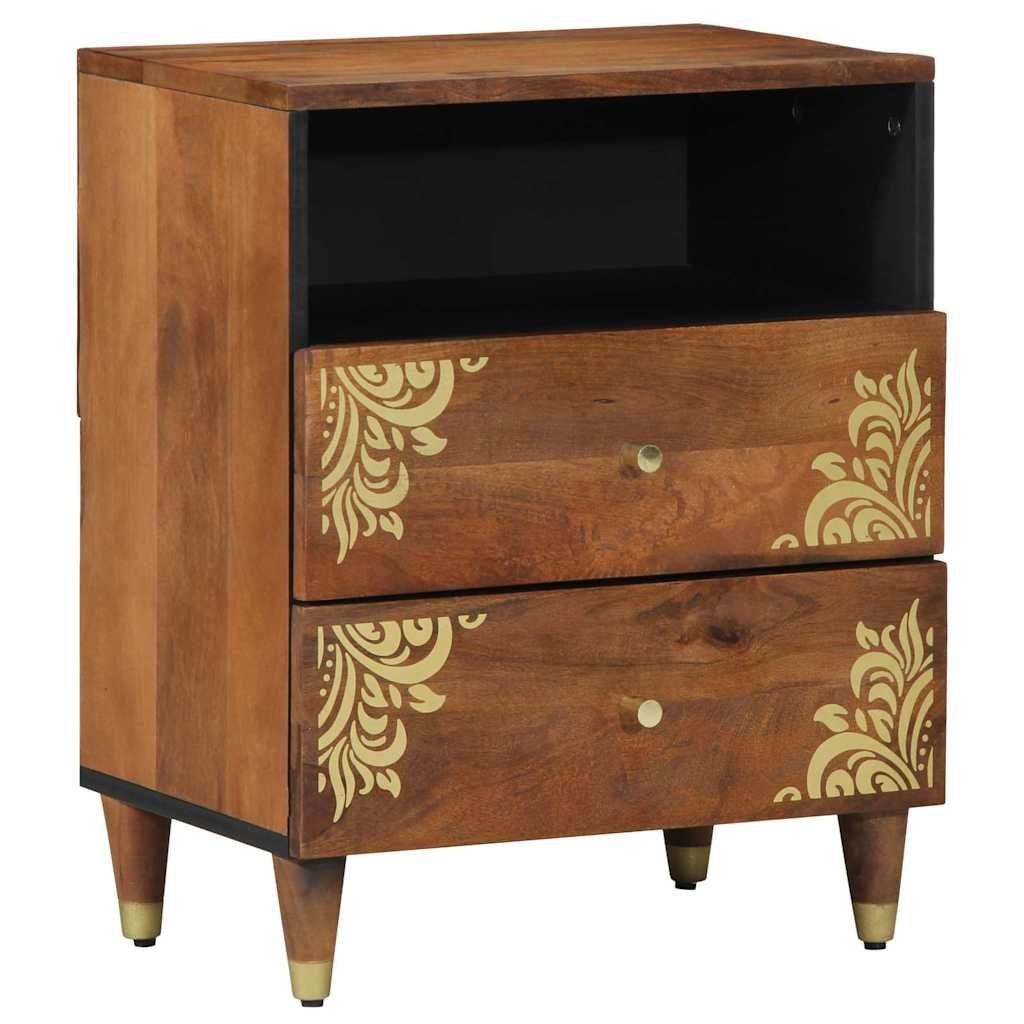 Walplus Solid Wood Bedside Cabinet - Brown - 50 x 33 x 62 cm