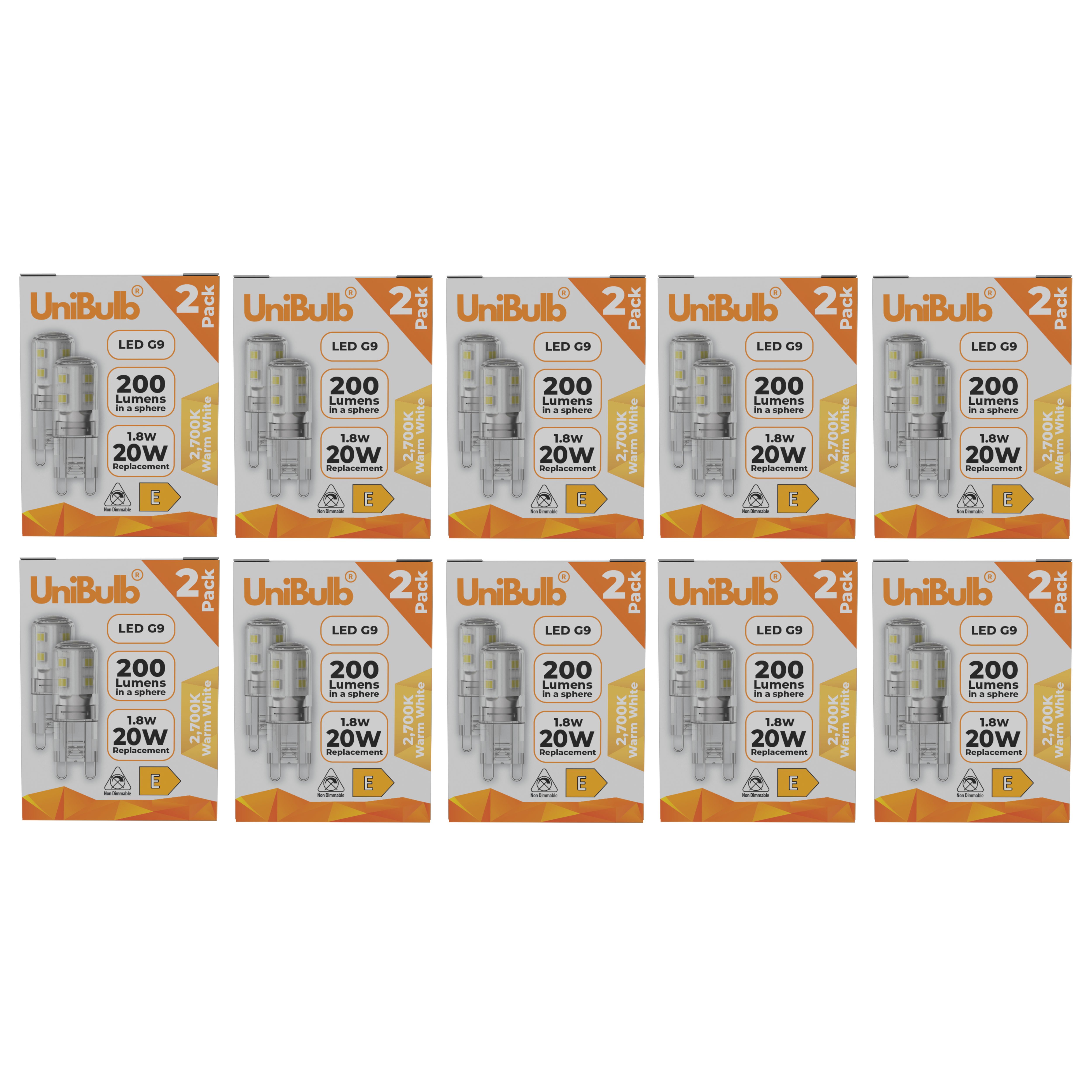 UniBulb 1.8W LED Warm White Capsule G9 Light Bulb - Pack of 20