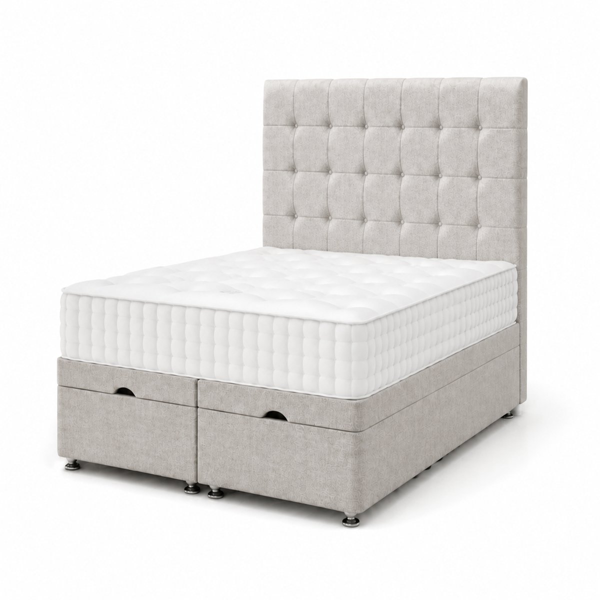 Comfy Deluxe Tokyo 5ft King Size Ottoman End Lift  Bed Set - Linen Silver