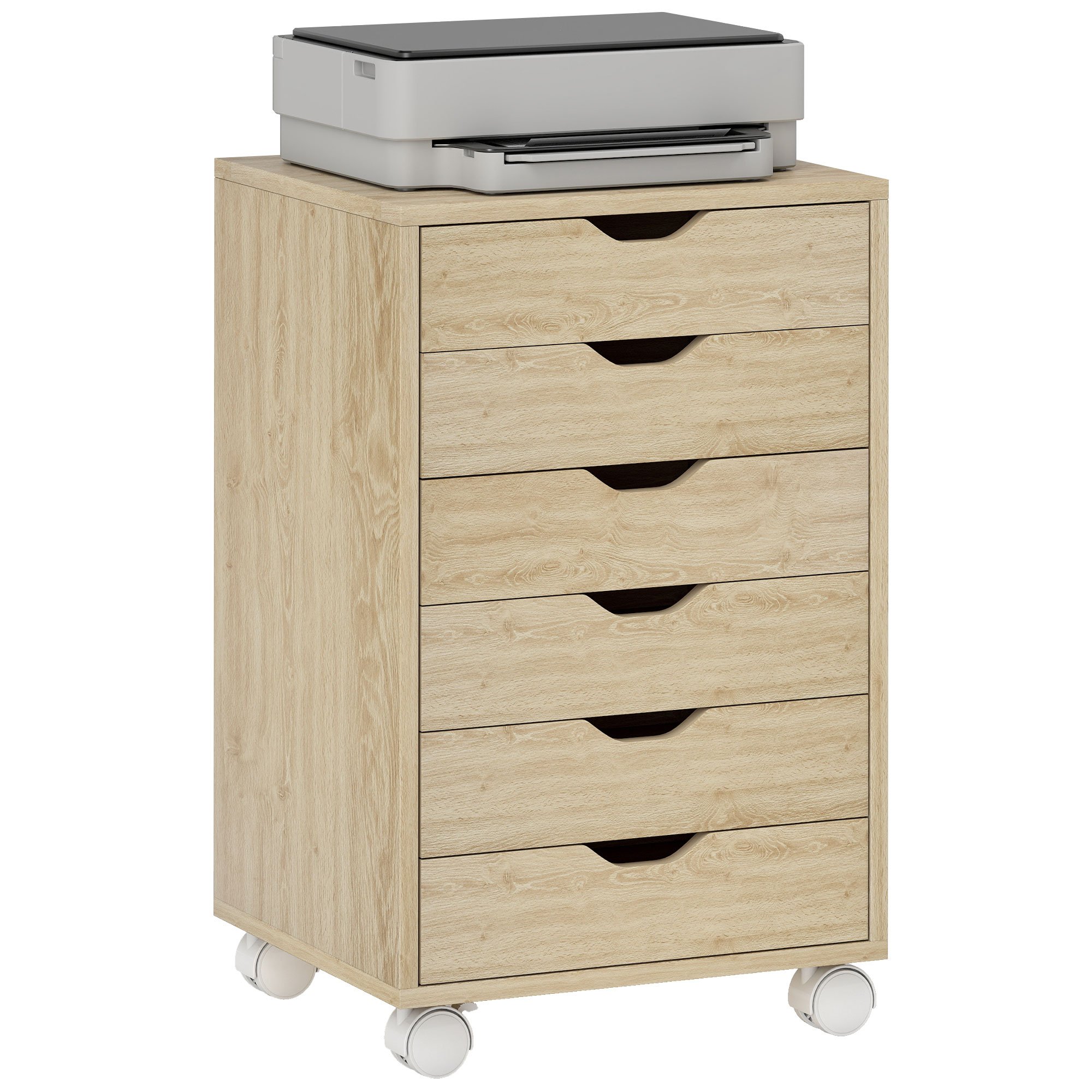 HOMCOM 6 Drawer Under Desk Vertical File Cabinet - Black