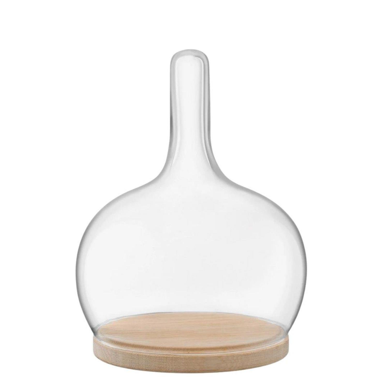 LSA International Cloche Dome with Oak Base 19 x 25.5cm Clear
