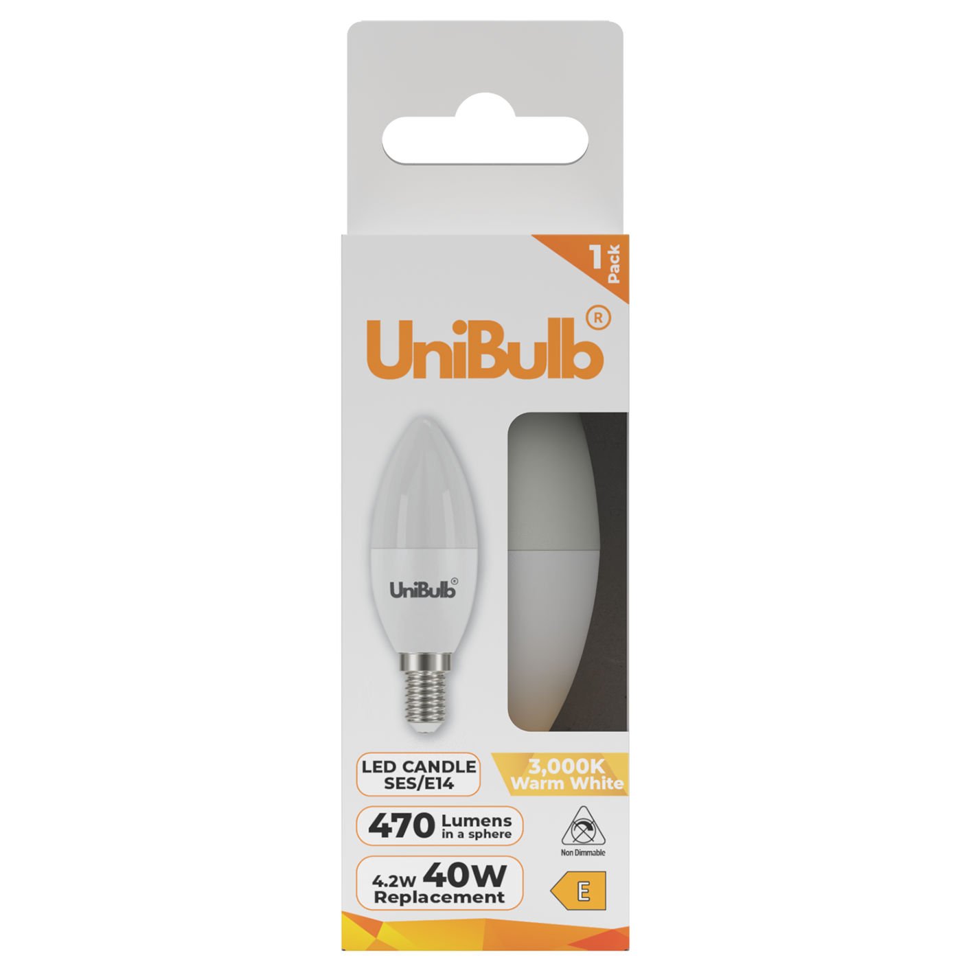 UniBulb 4.2W LED Warm White Candle E14 Light Bulb