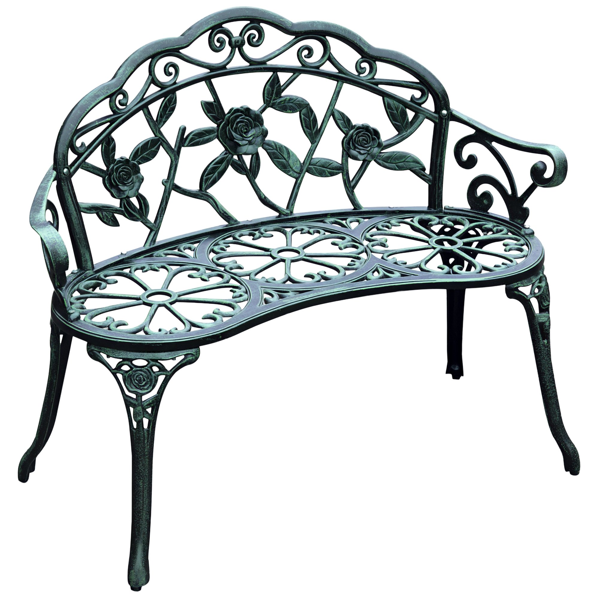 Outsunny 2 Seater Aluminium Garden Bench with Back and Armrests