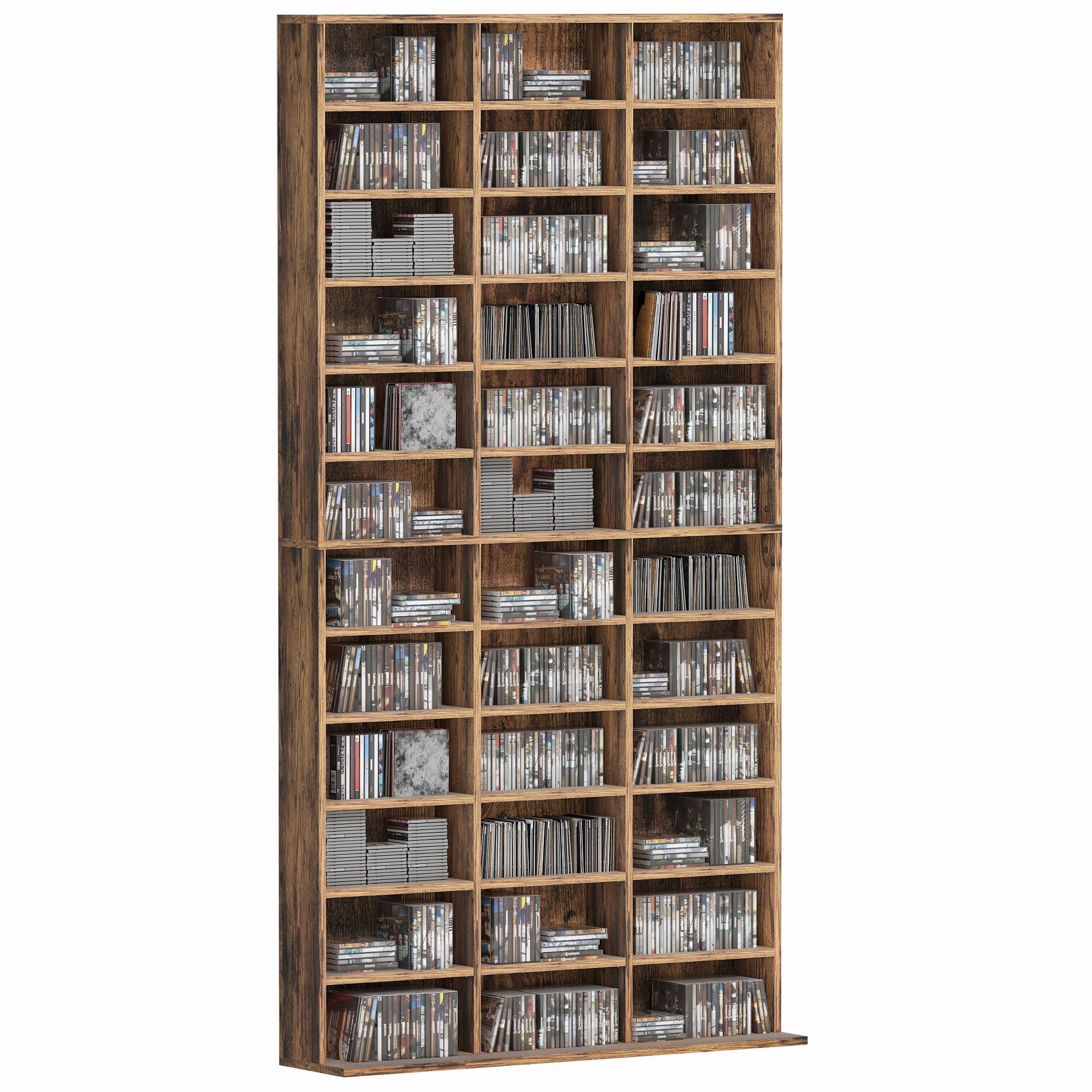 HOMCOM Wooden Storage Shelf with Adjustable Shelves - Rustic Brown