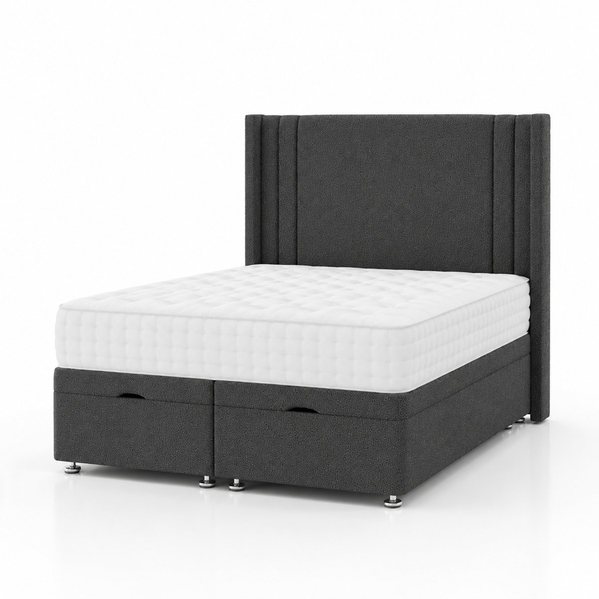 Comfy Deluxe Savannah  5ft King Size Boucle End Lift Ottoman Bed Set - Grey