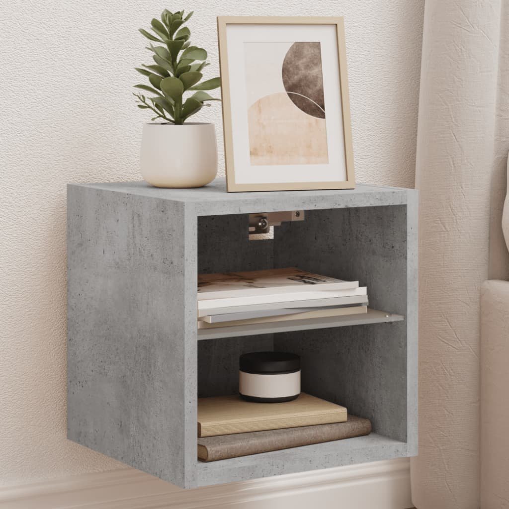 Walplus LED Engineered Wood TV Wall Cabinet - Stone Grey - 30 x 28.5 x 30 cm