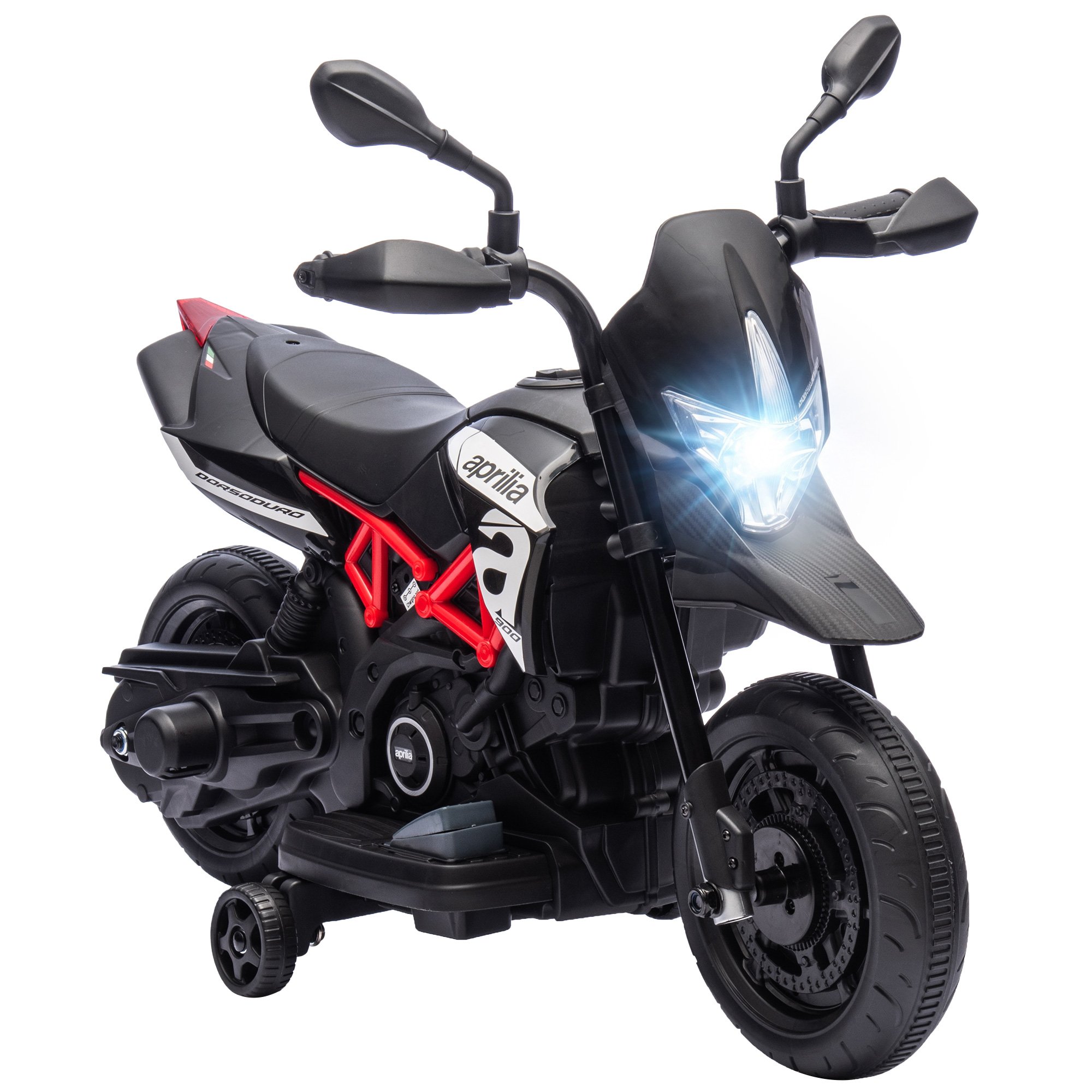 AIYAPLAY Aprilia Dorsoduro 900 6V 18 Months to 4 Years Motorbike - Black