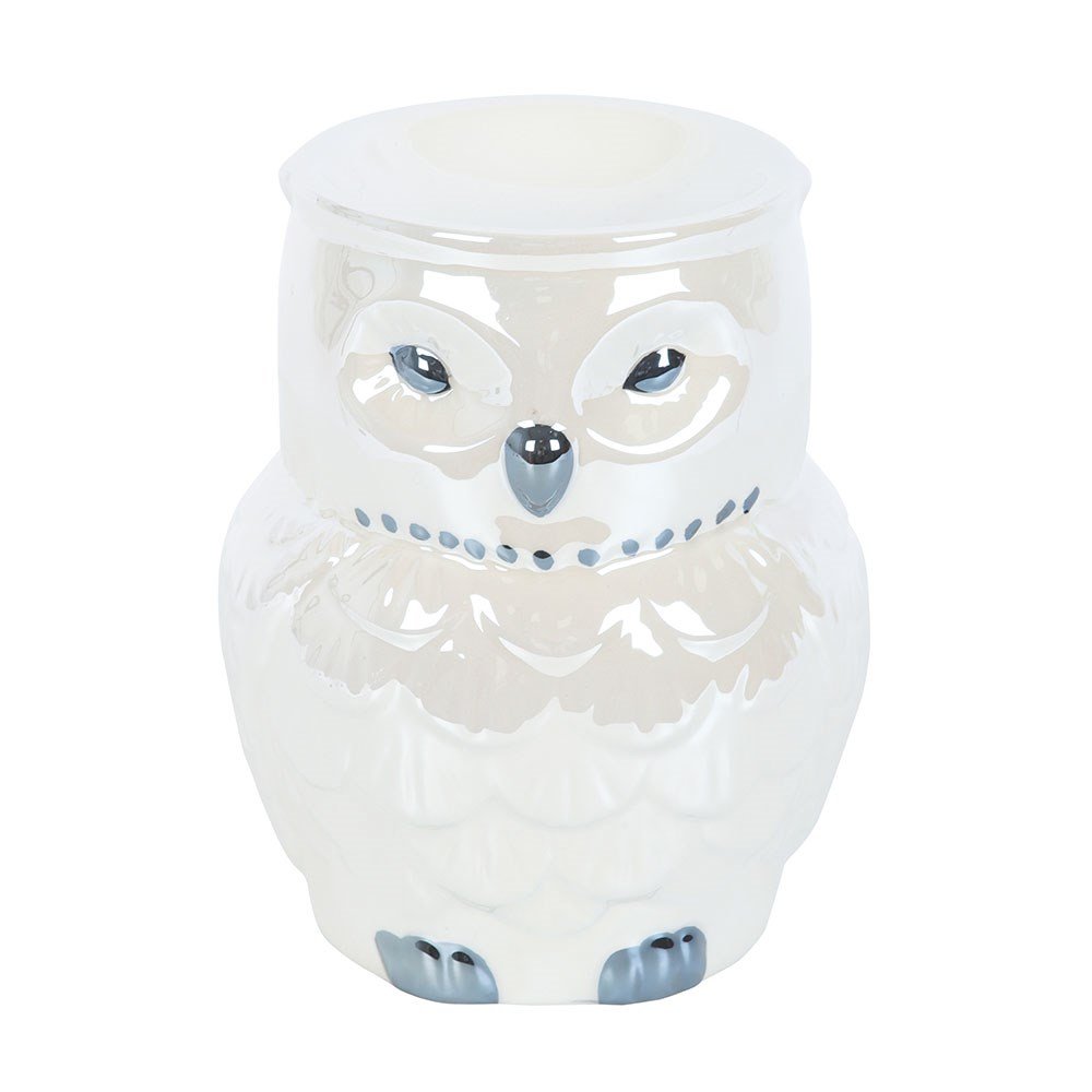 Something Different Iridescent Owl Oil Burner - White