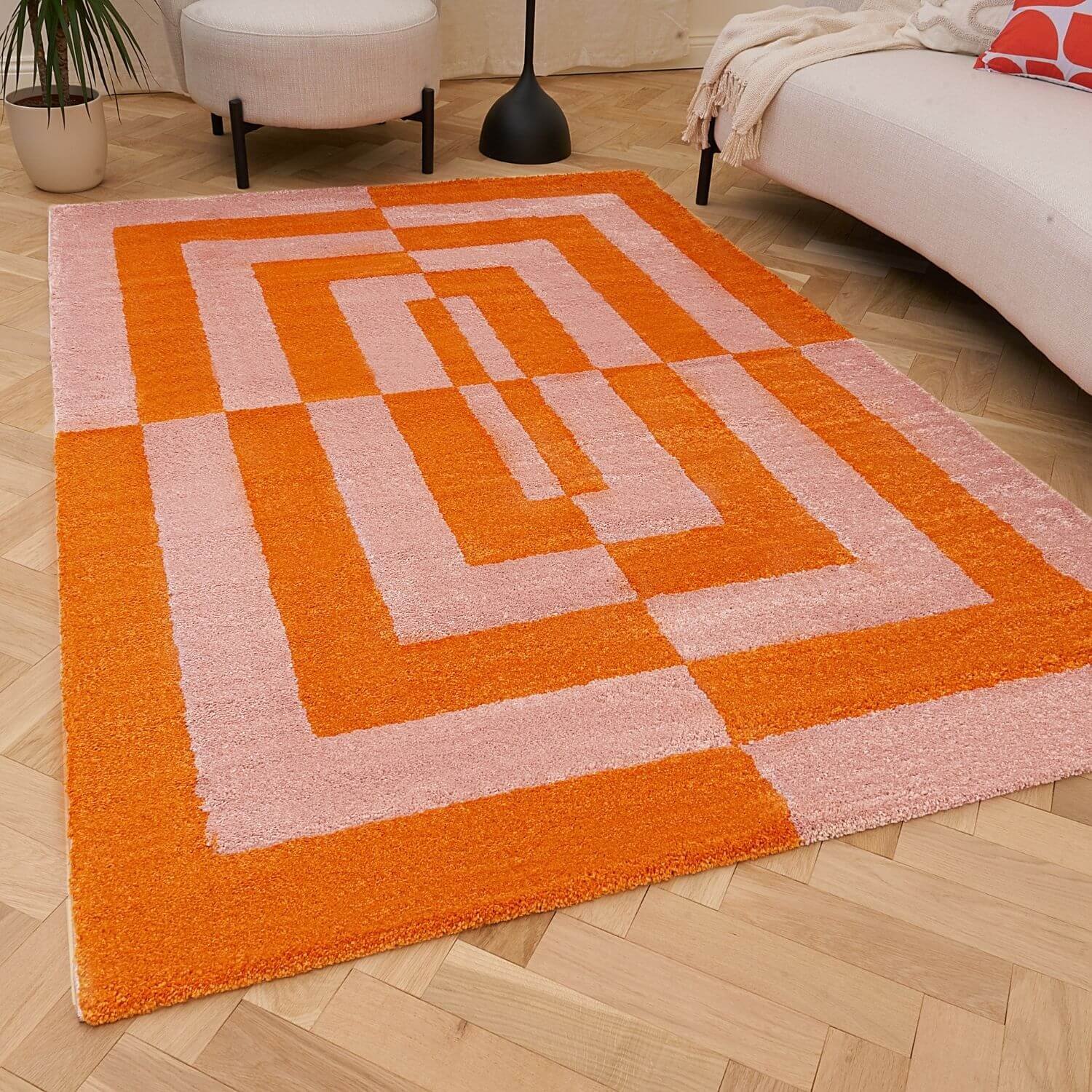 The Rugs Burnt Orange Joli Geometric Rug - 120 x 170cm