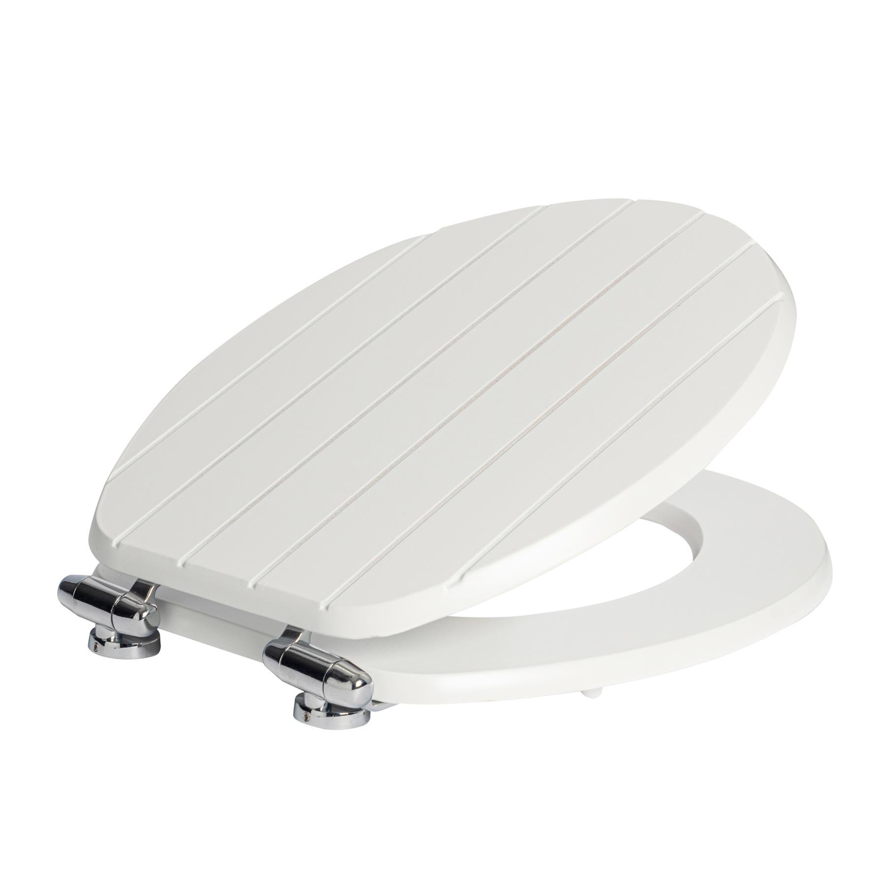 Harbour Housewares Wooden Soft Close Toilet Seat - White