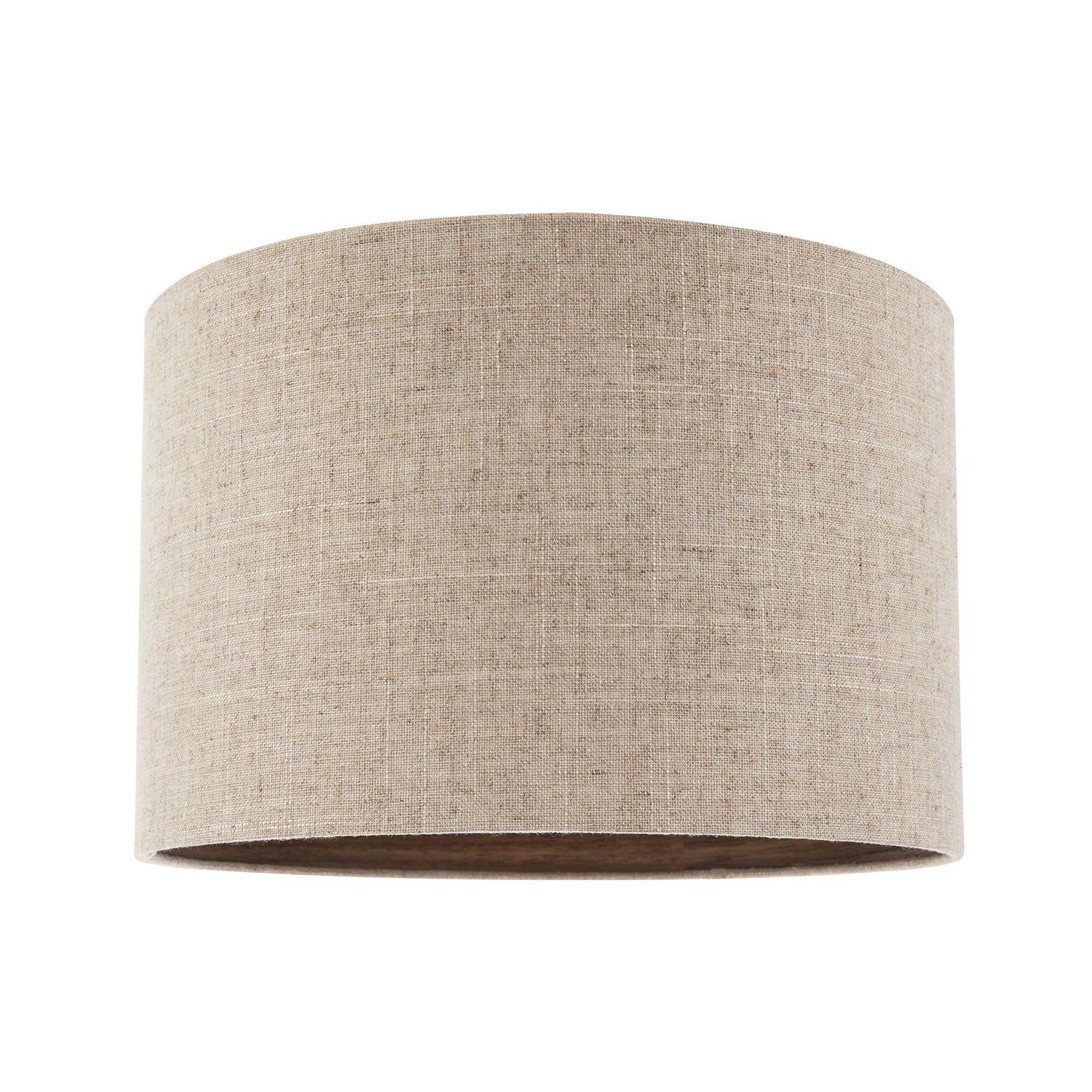 Happy Homewares Vintage Natural Linen in Oatmeal with Wood Lampshade - 30cm