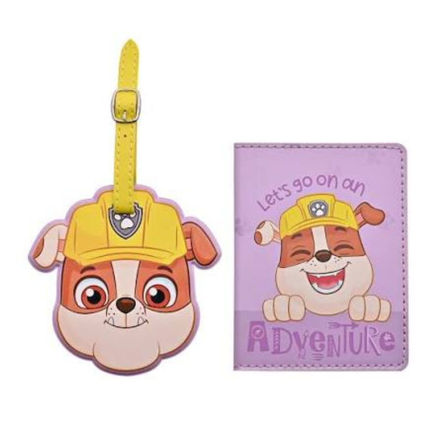 Widdop Paw Patrol Rubble PU Leather Passport and Luggage Tag - Multi