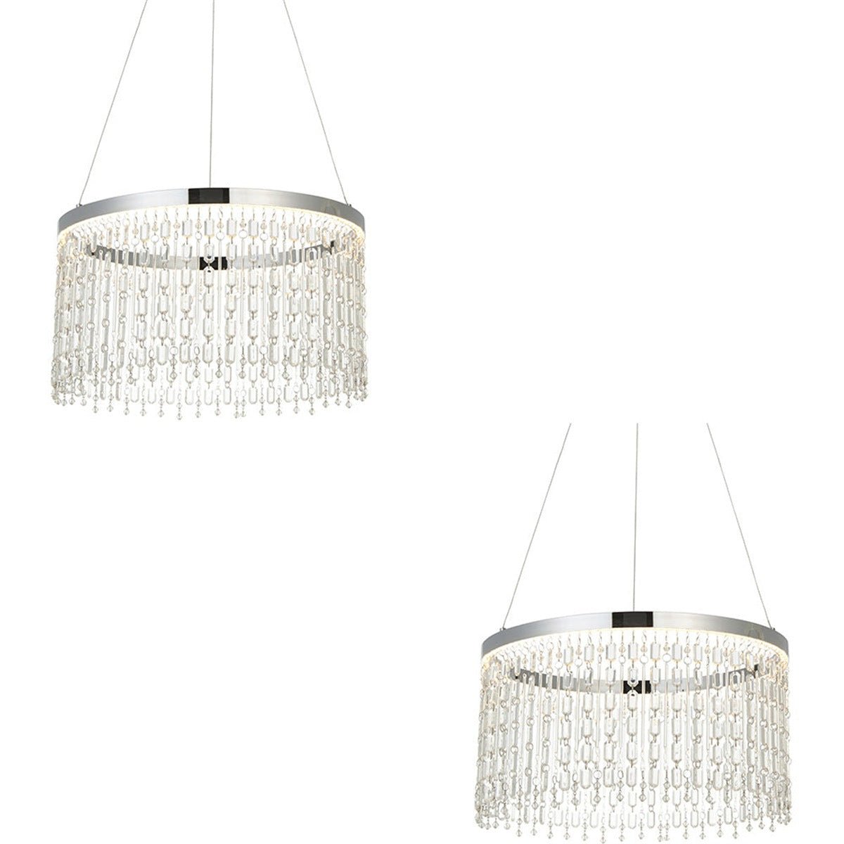 Loops Direct Set of 2 LED Aluminium Alloy Pendant Light - Chrome