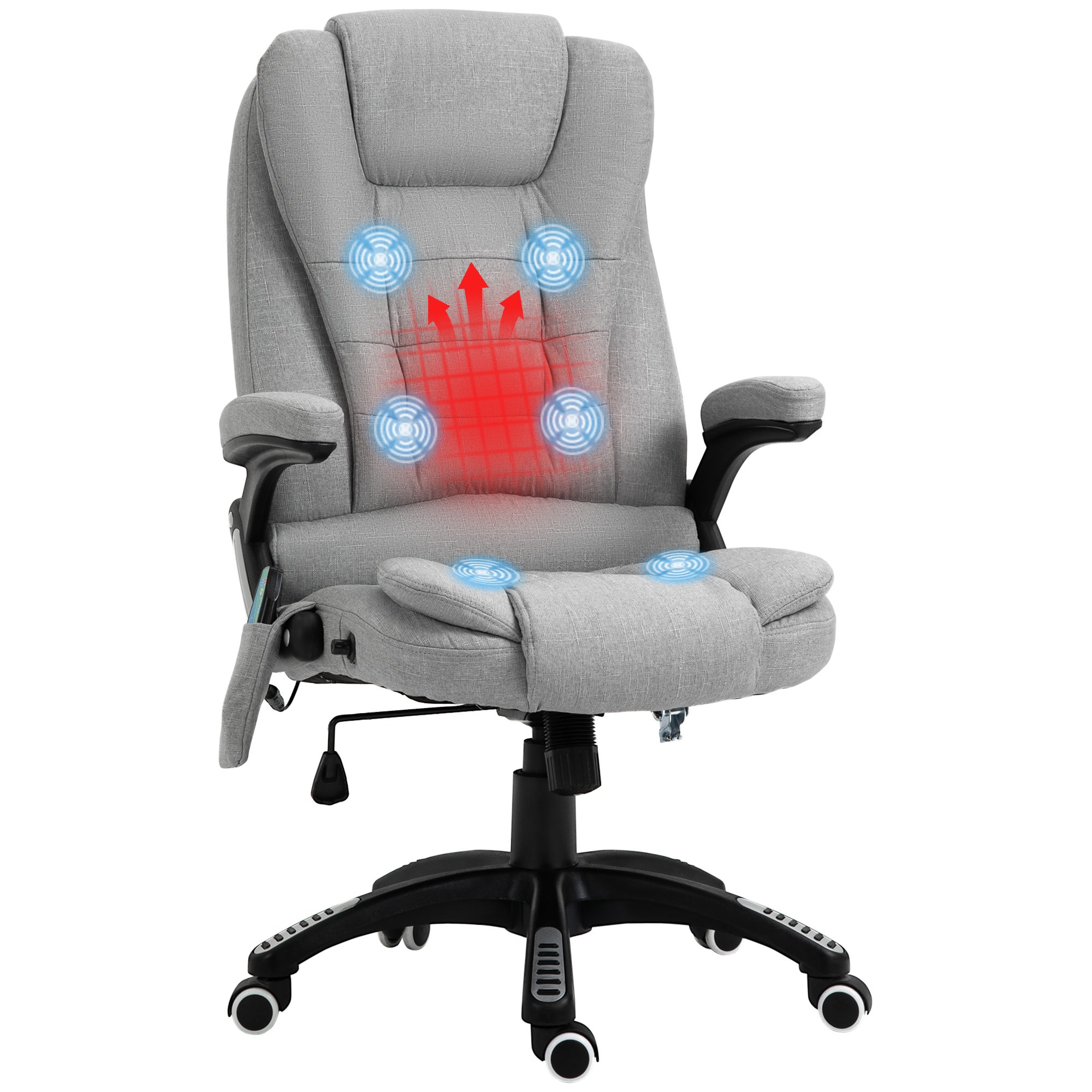 Vinsetto Linen Fabric Executive Computer Desk Chair - Light Grey
