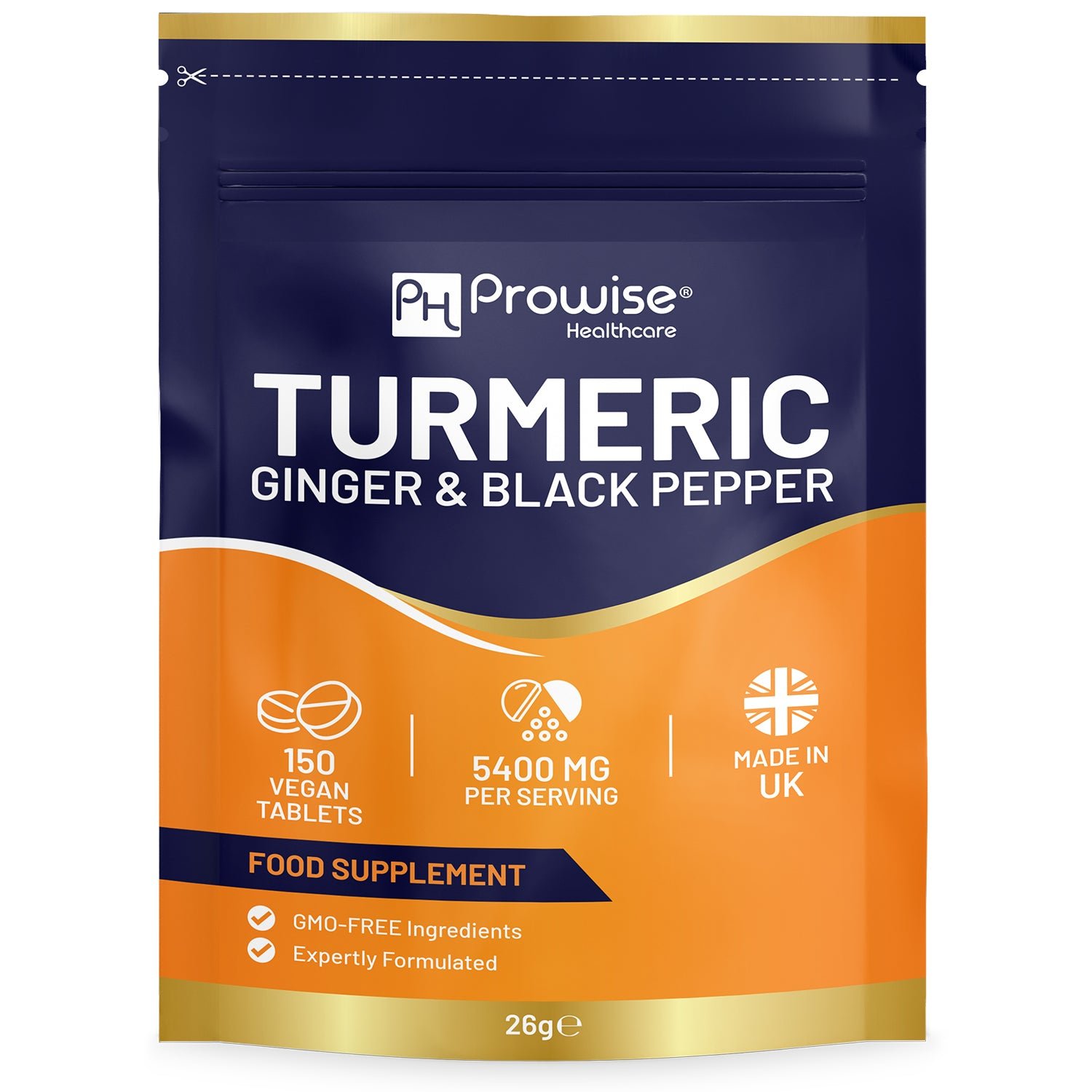 Prowise Vegan 5400mg - Turmeric with Ginger & Black Pepper -  150 Tablets