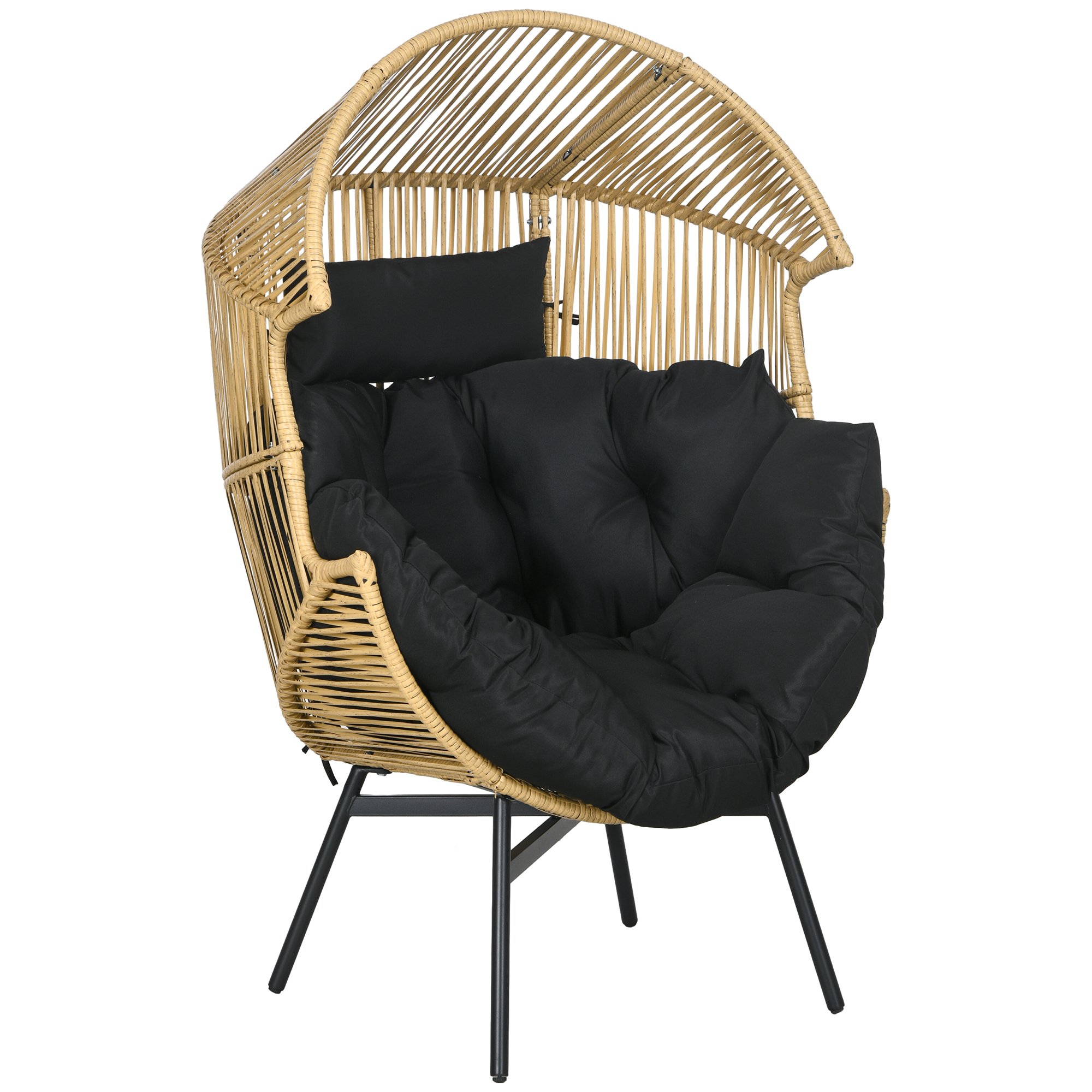 Outsunny PE Rattan Adjustable Garden Egg Swing Chair - Sand Brown