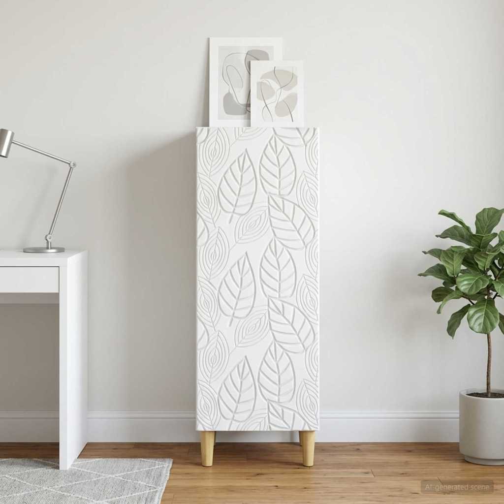 Walplus 1 Door Rectangular Engineered Wood Sideboard - White - 33 x 34.5 x 90 cm