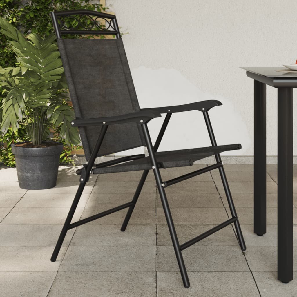 Walplus 2 Piece Steel Folding Chairs - Melange Grey - 57.5 x 61 x 100 cm