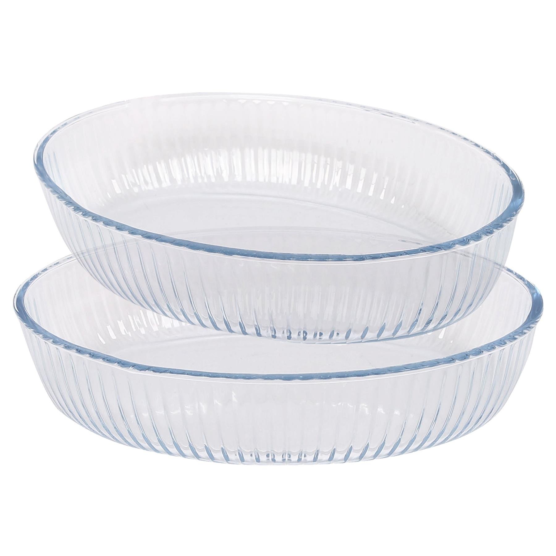 Argon Tableware 2 Piece Optical Oval Glass Oven Dish Set - 2 Sizes