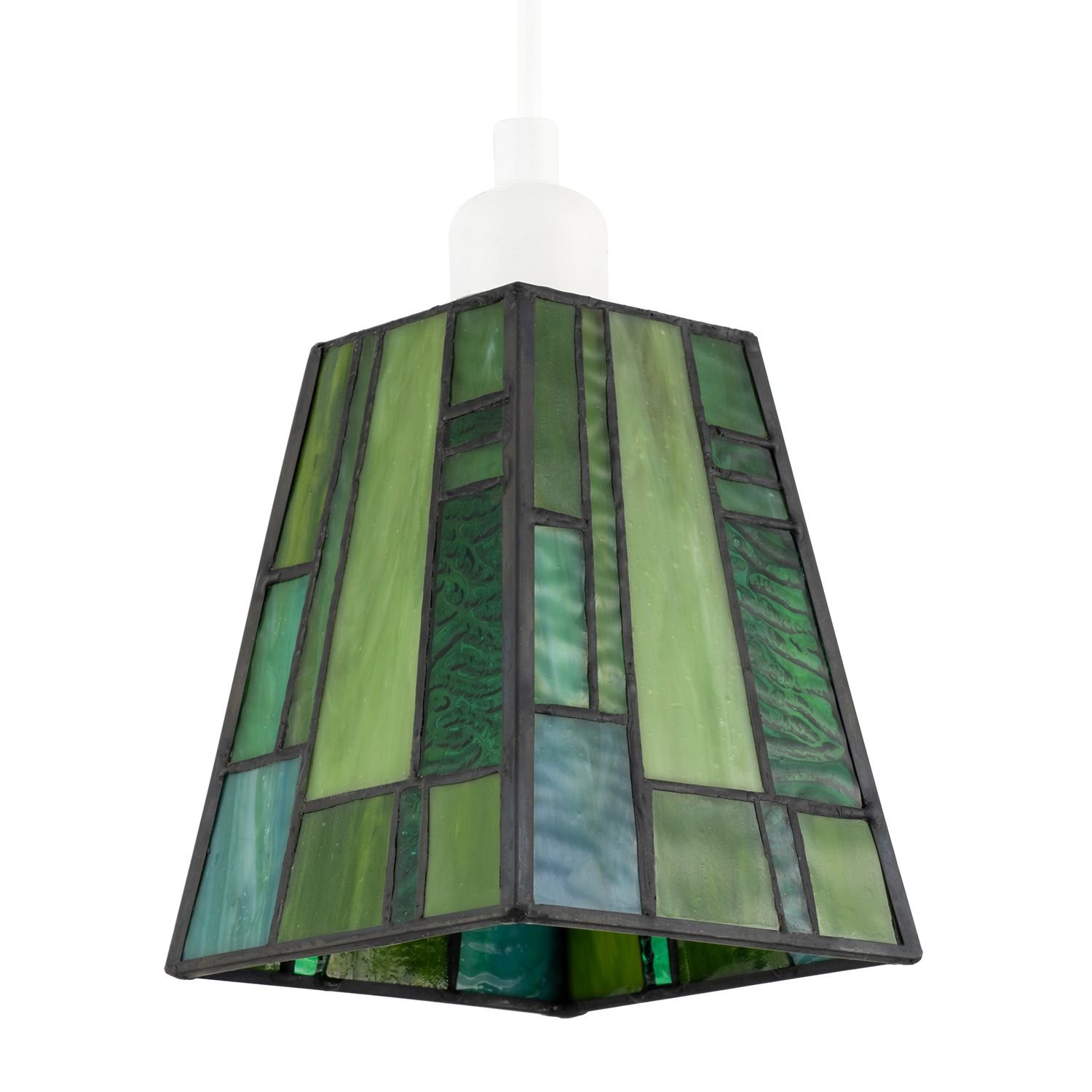 Happy Homewares Green Art Deco Tiffany with Coloured Pendant Shade - 10cm