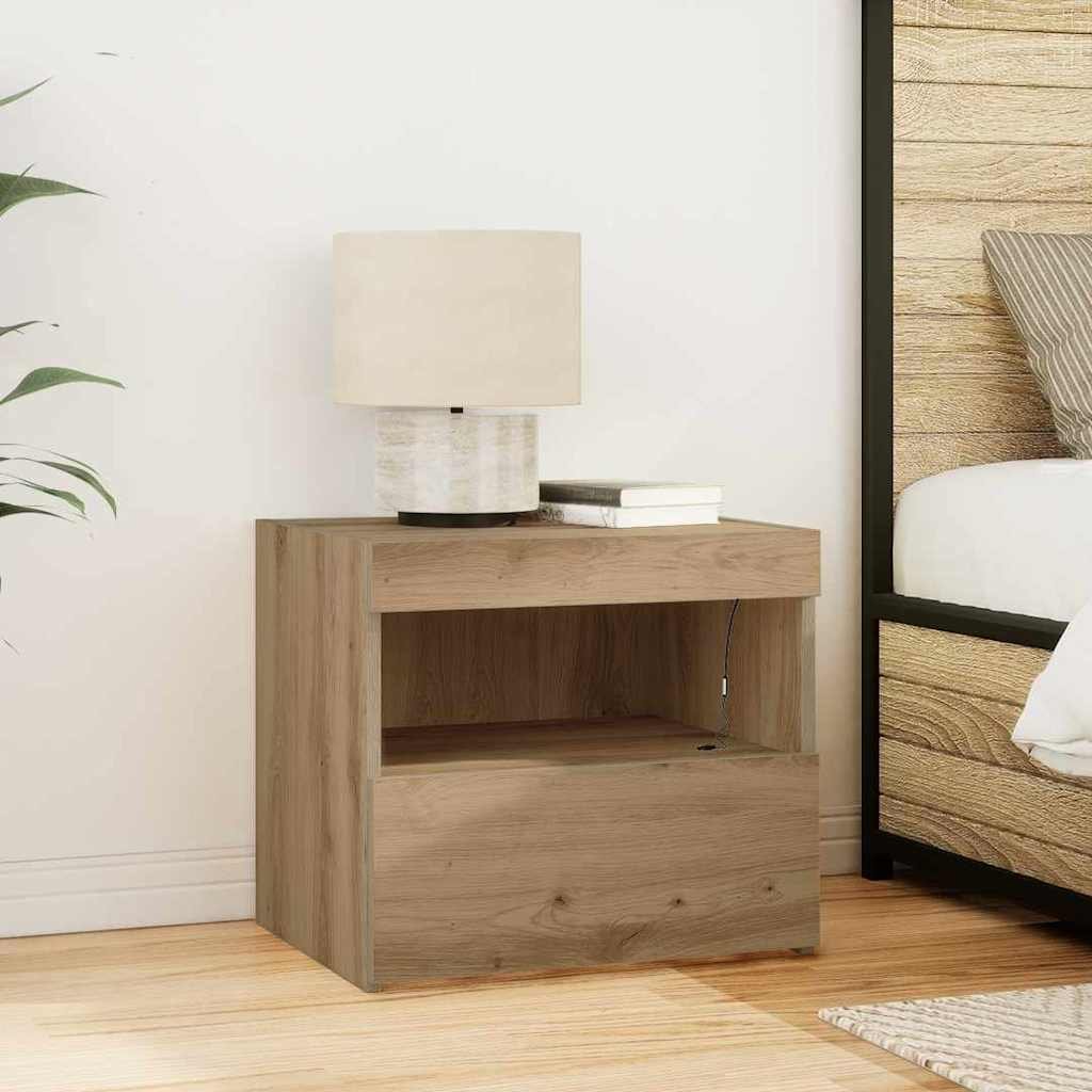Walplus Engineered Wood Bedside Cabinet - Oak - 50 x 40 x 45 cm