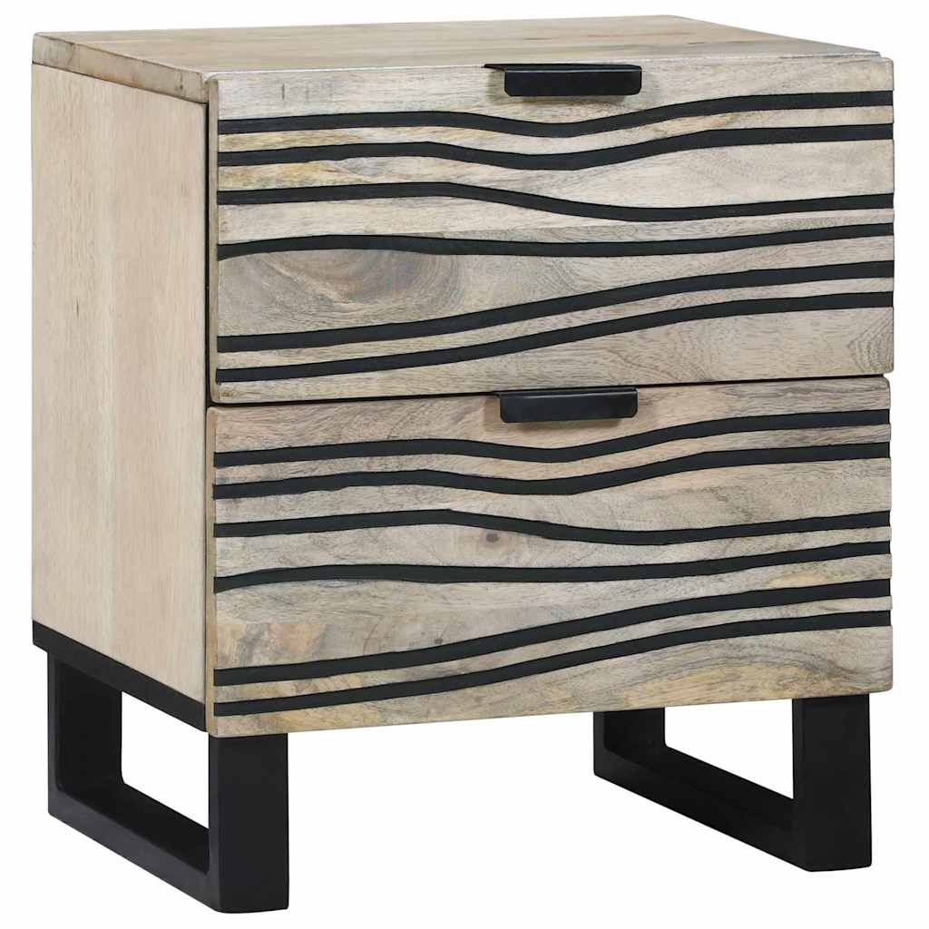 Walplus 2 Drawer Engineered Wood Bedside Cabinet - White - 40 x 33 x 46 cm