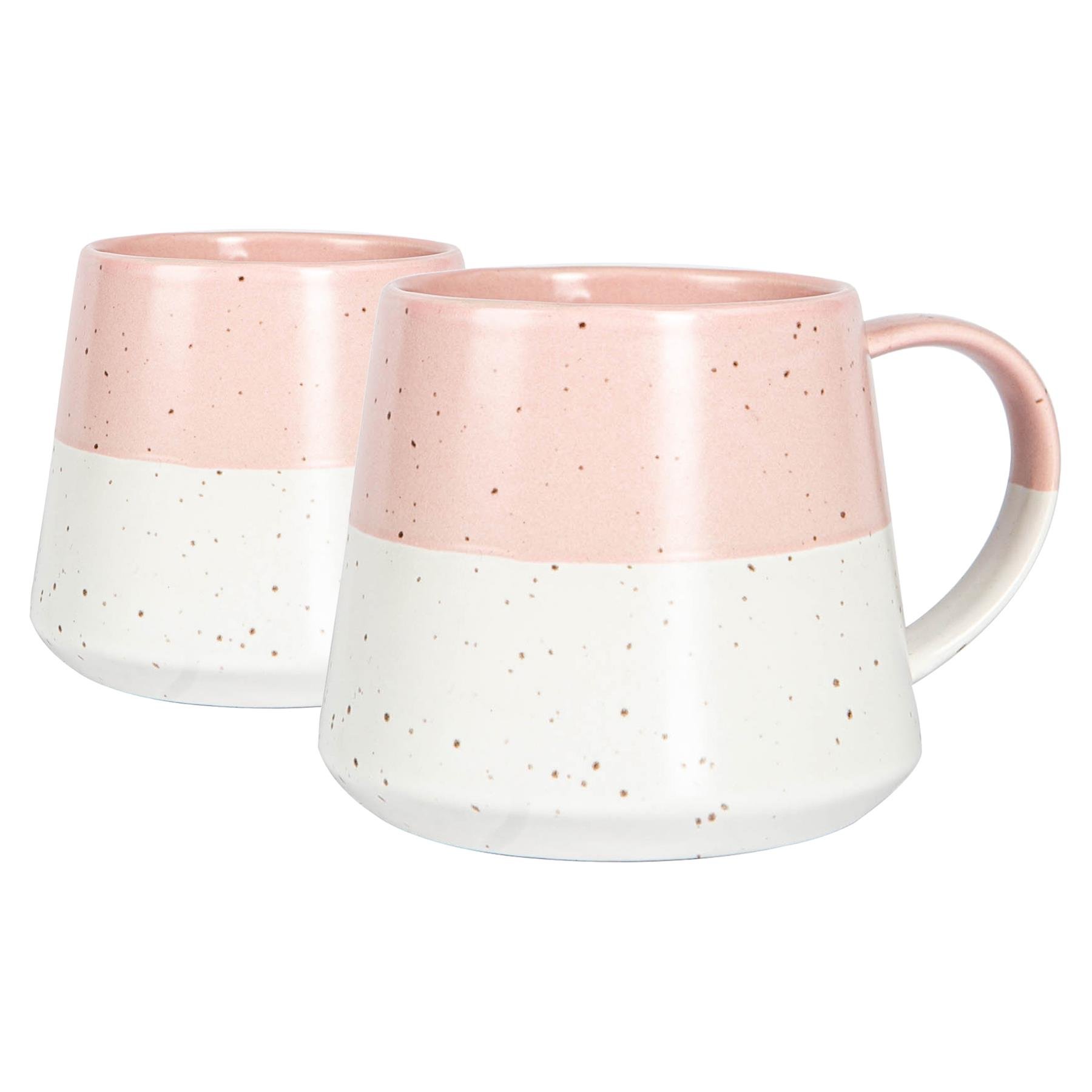 Nicola Spring Dipped Flecked Belly 370ml Coffee Mugs Pack of 2 - Dusty Pink
