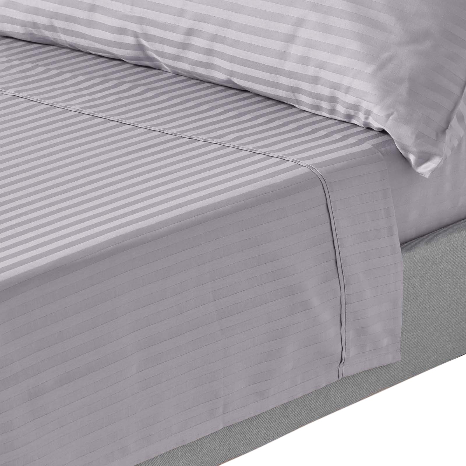 Homesapes Egyptian Cotton Grey Satin Stripe Flat Sheet - Double