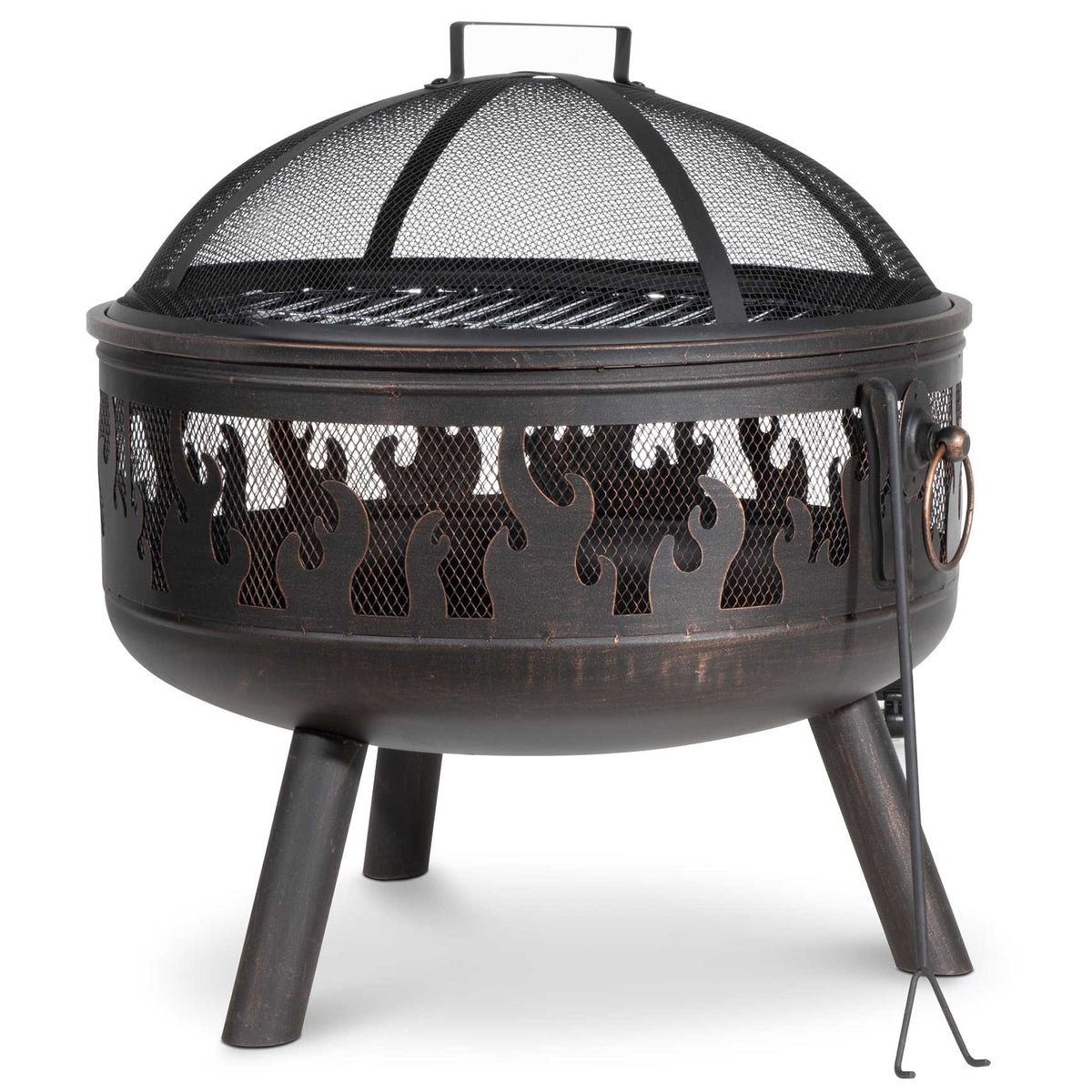 Dellonda Galvanised Steel Outdoor Fire Pit - Black