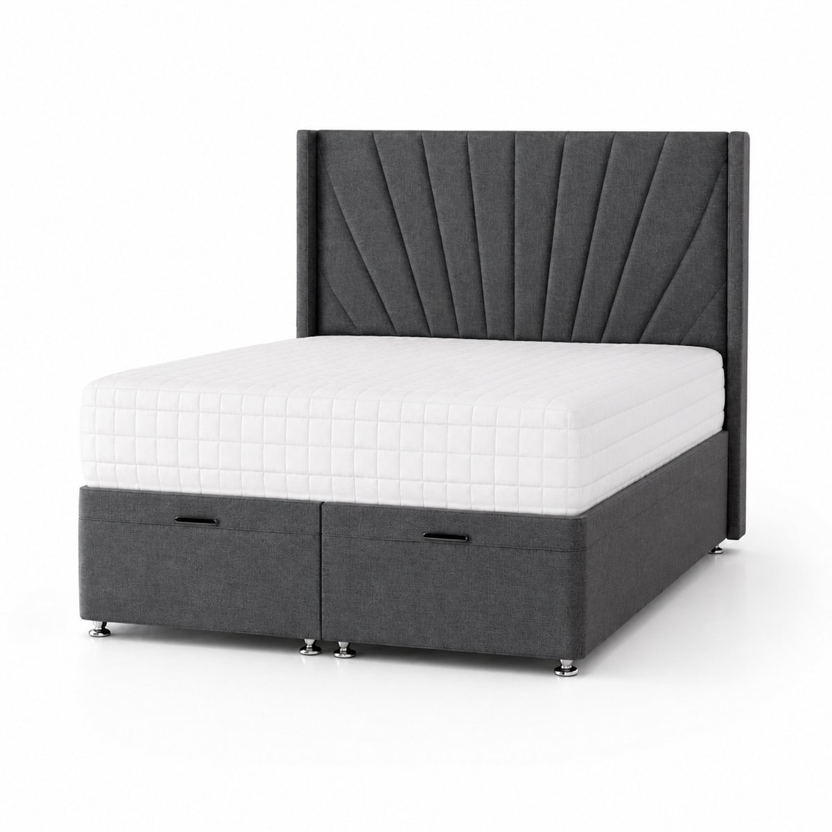 Comfy Deluxe Jasmine  6ft Super King Ottoman End Lift  Bed Set - Linen Grey