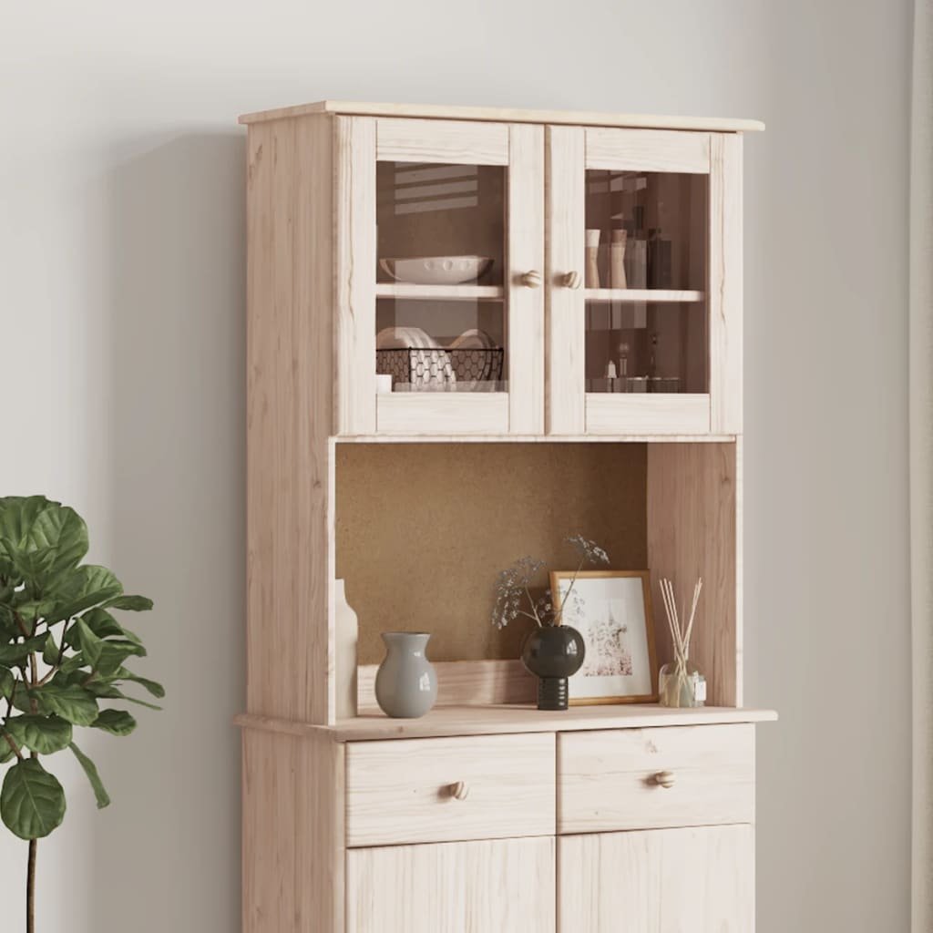 Walplus Solid Pine Sideboard - Brown - 77 x 30 x 92 cm