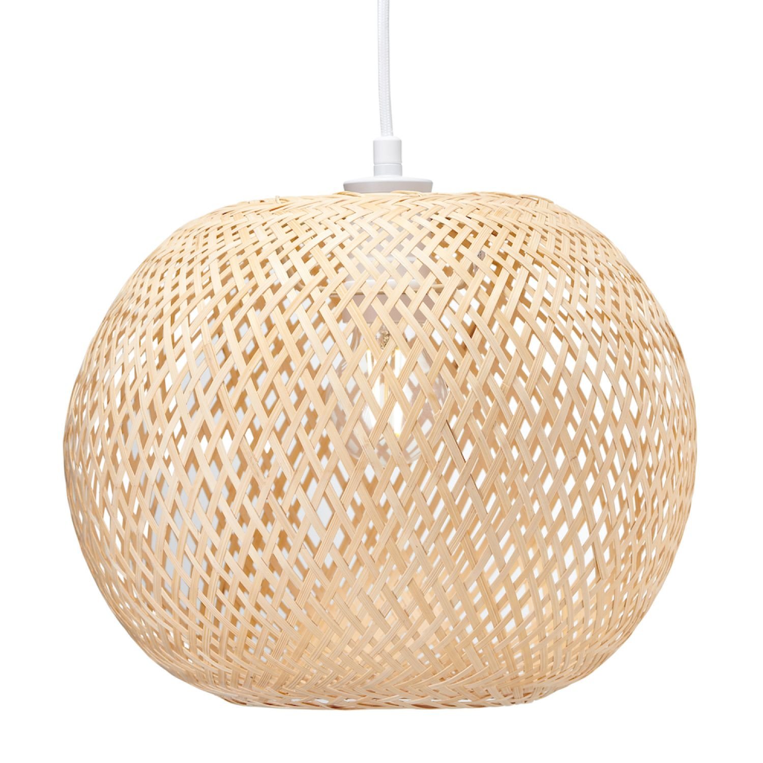 Happy Homewares Brown Spherical Cage Bamboo Strapping Pendant Shade - 30cm