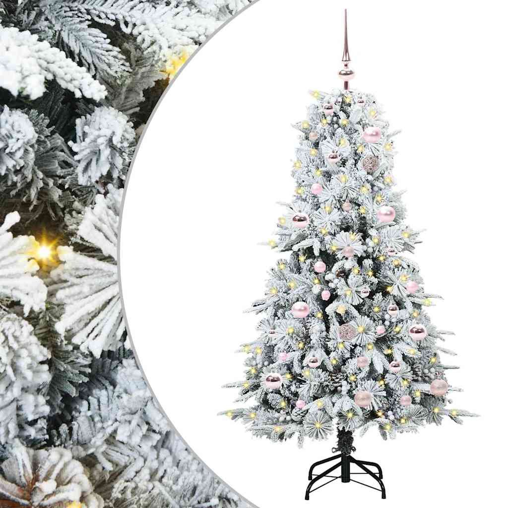 Walplus 150 LED Lights Hinged Christmas Tree Easy Assembly - White - 150 cm