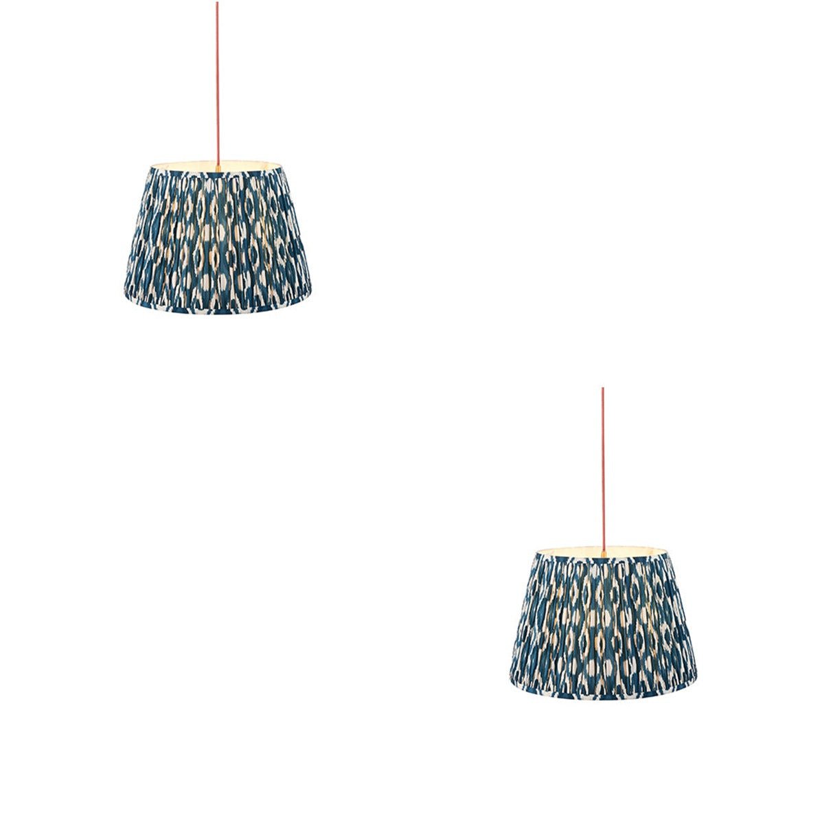 Loops Direct Set of 2 Pendant Light - Brushed Aged Brass Marlin Blue