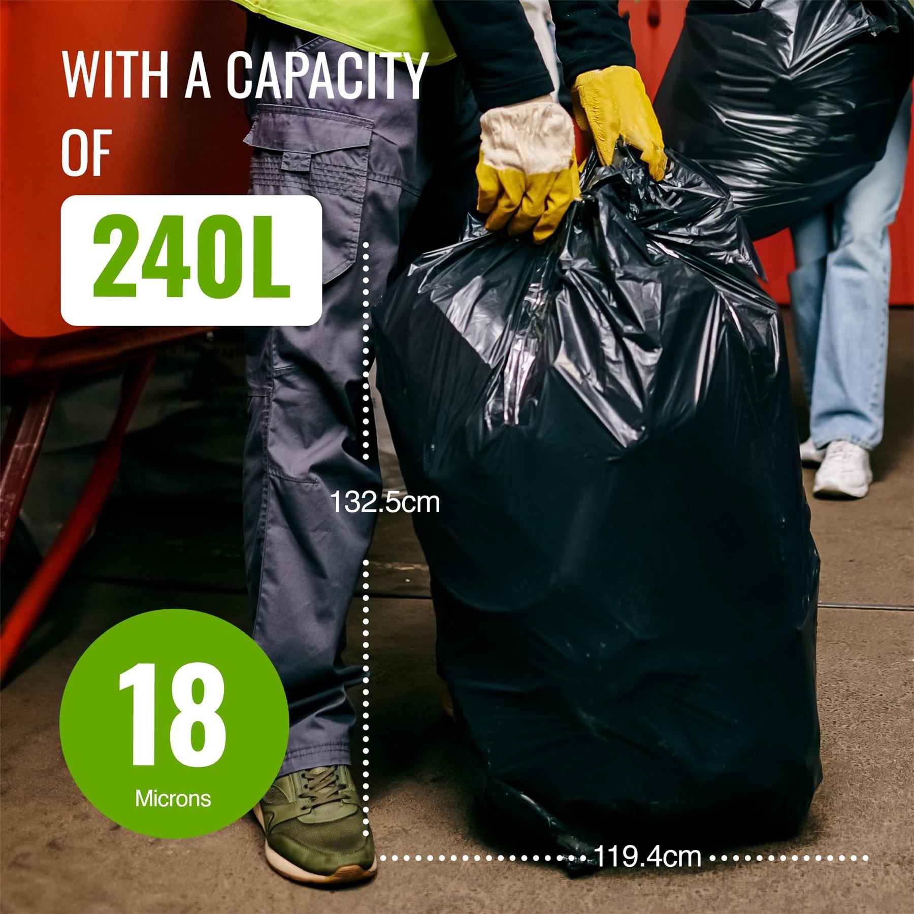Merrimen Black 240L 18 Micron Heavy Duty Wheelie Bin Liners - Pack of 20
