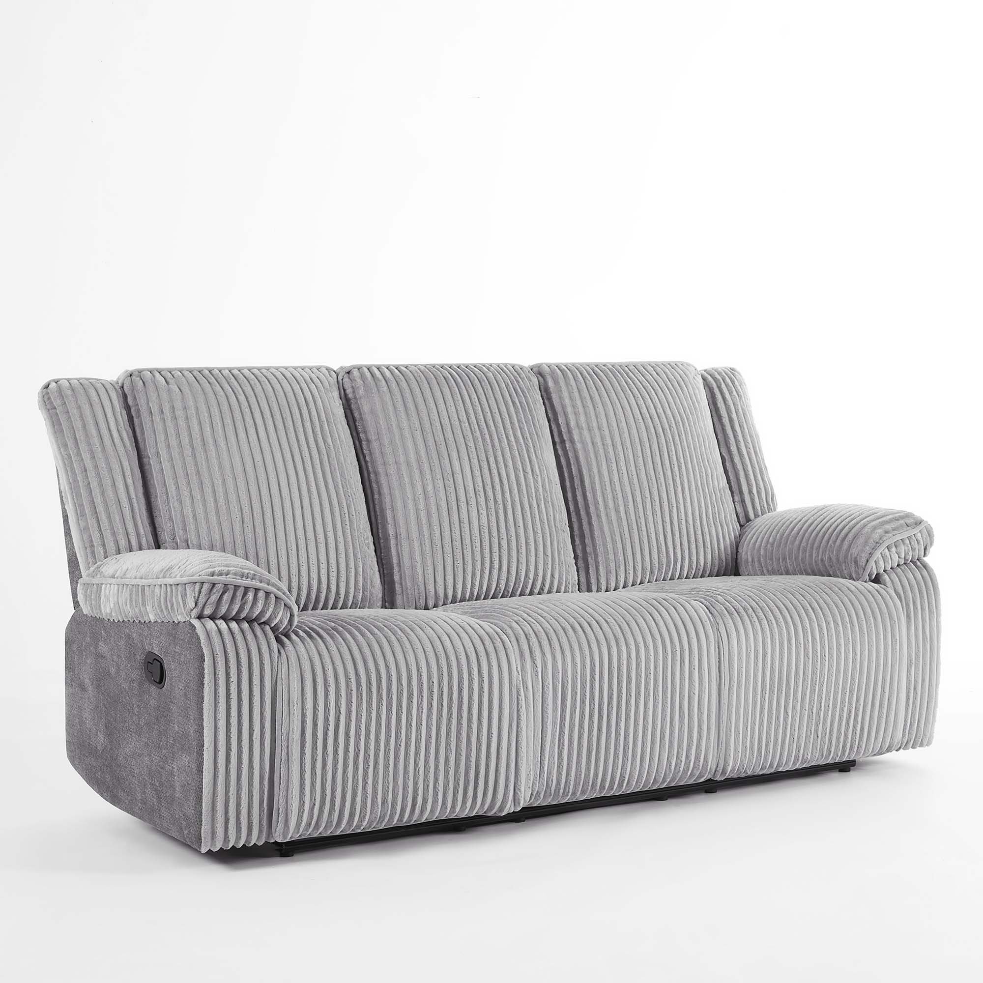 Furniture Online Verona Manual Recliner 3 Seater Jumbo Cord Sofa – Grey