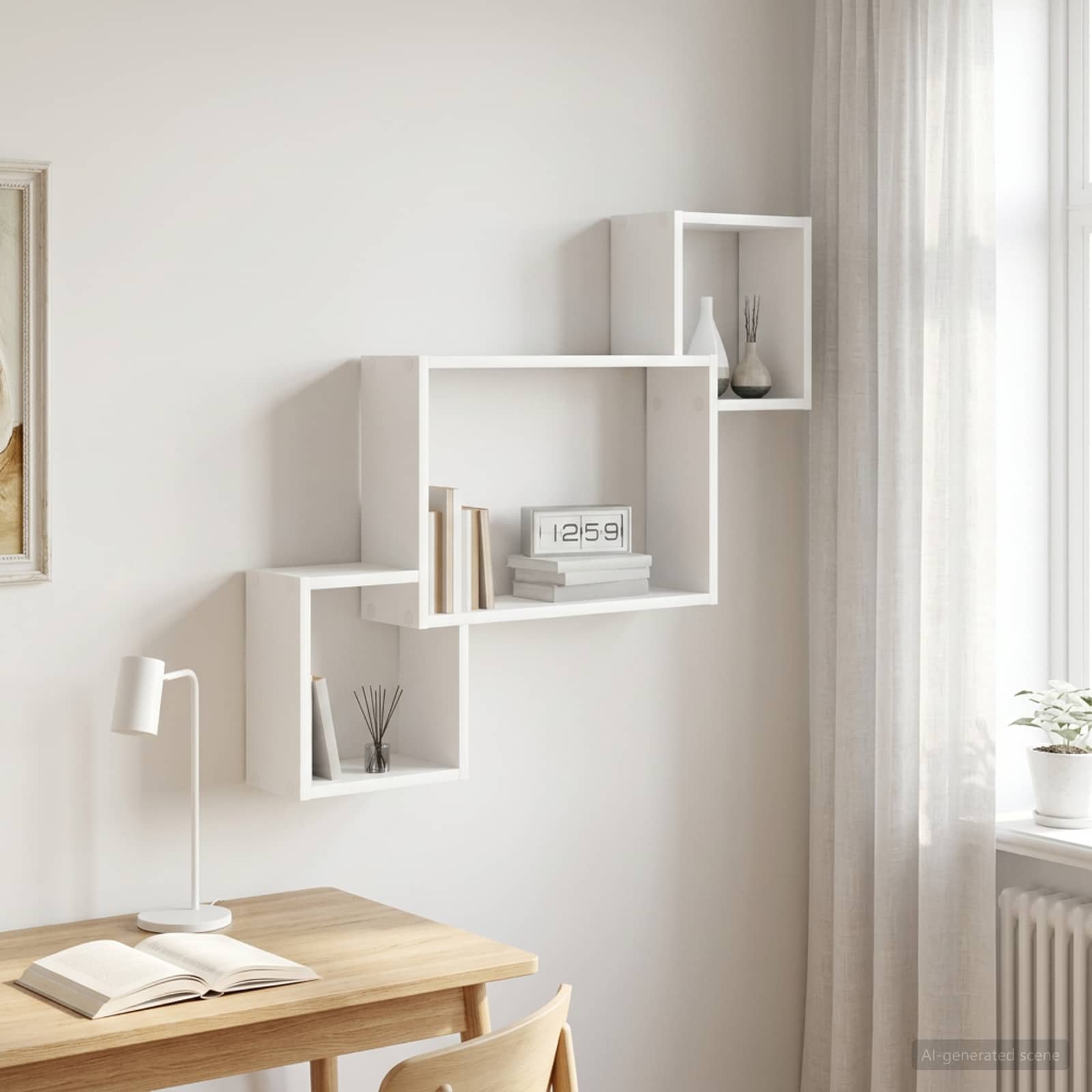 Walplus Engineered Wood Wall Shelf - White - 91.5 x 15 x 76 cm