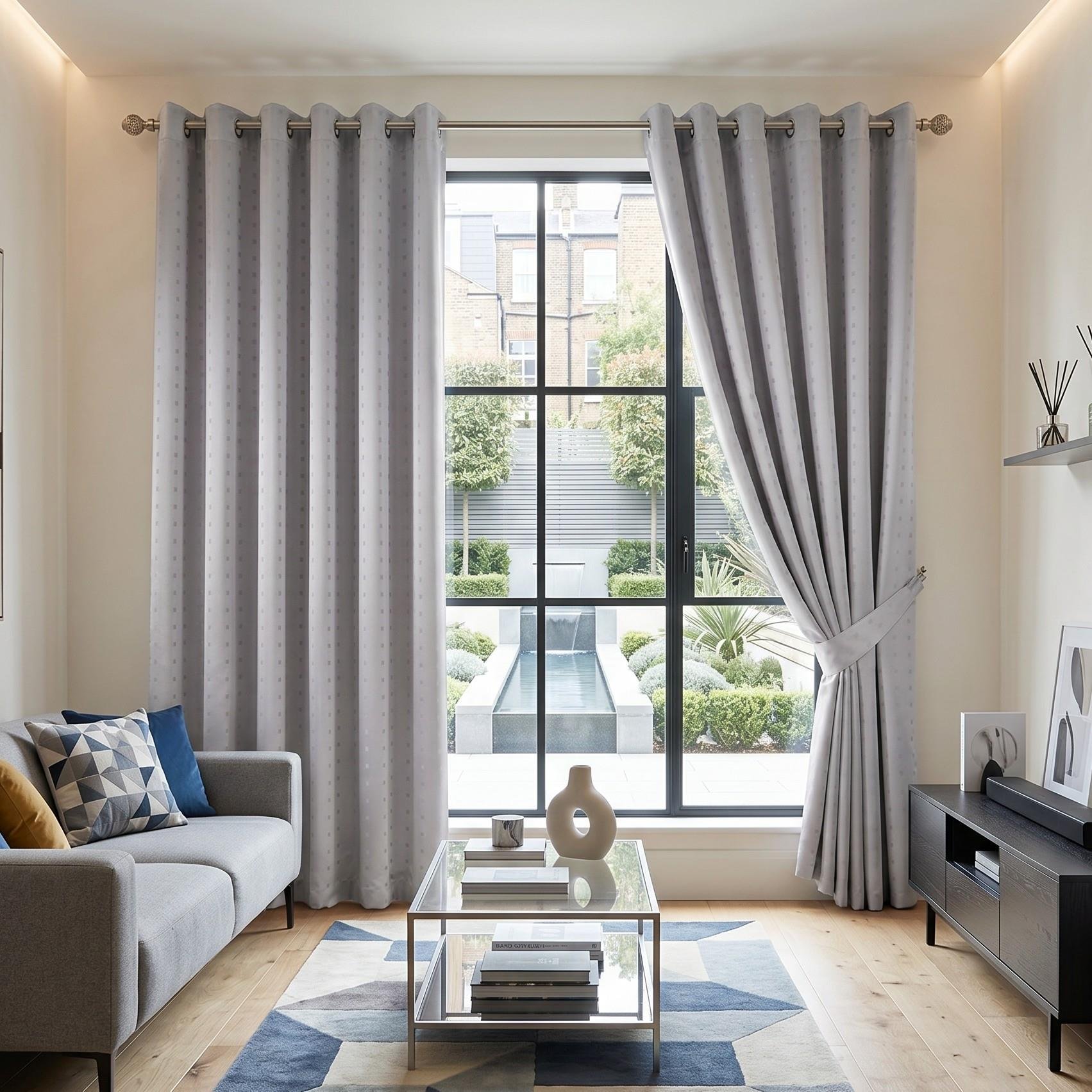 Luxury Living Adi Lined Eyelet Curtains 168cm x 229cm - Silver