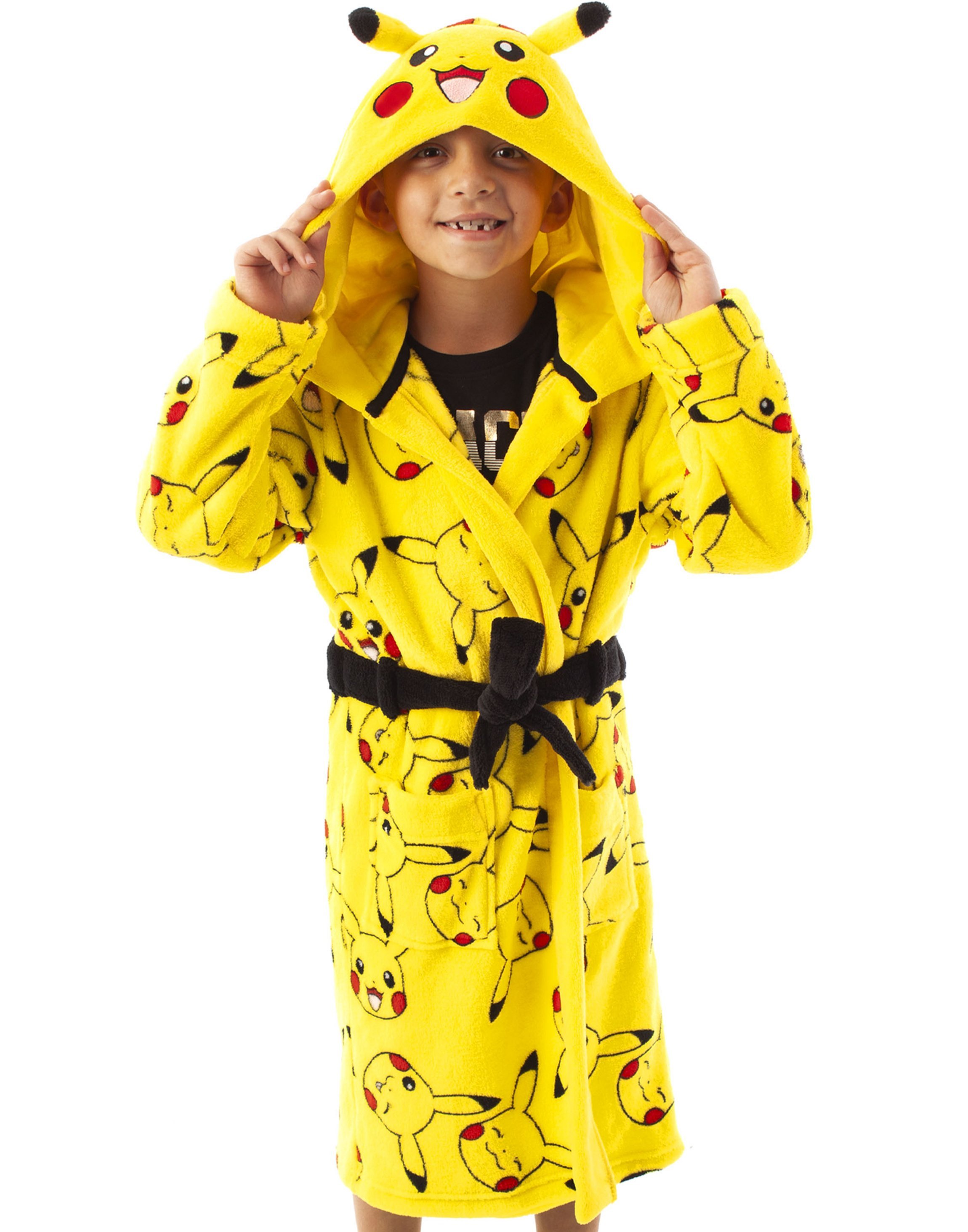 Pokemon Pikachu 3D Novelty Hood Kids Unisex Bathrobe 13-14 Years - Yellow