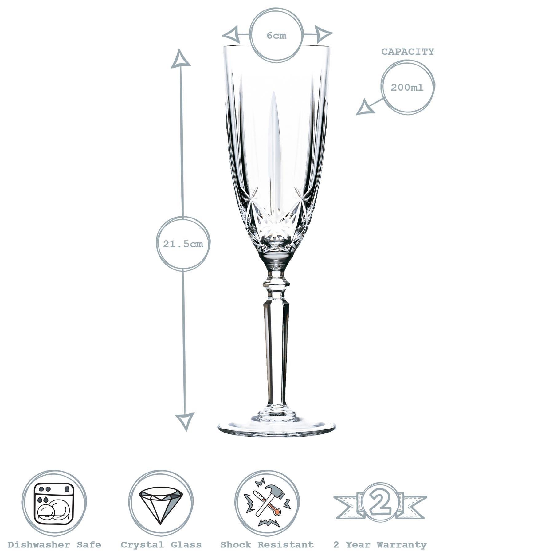 RCR Crystal Orchestra 6 Piece Champagne Flutes Glasses Set - 200ml