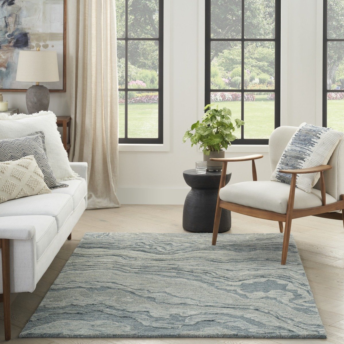 Mega Flooring Blue Modern Abstract Runner - 69 x 229cm