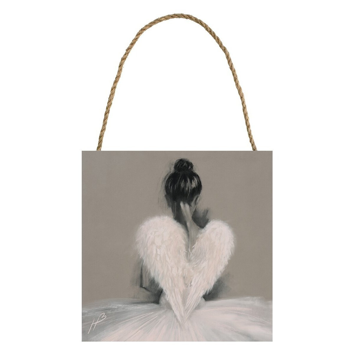 Hazel Bowman Wooden Angel Wings Plaque - Grey