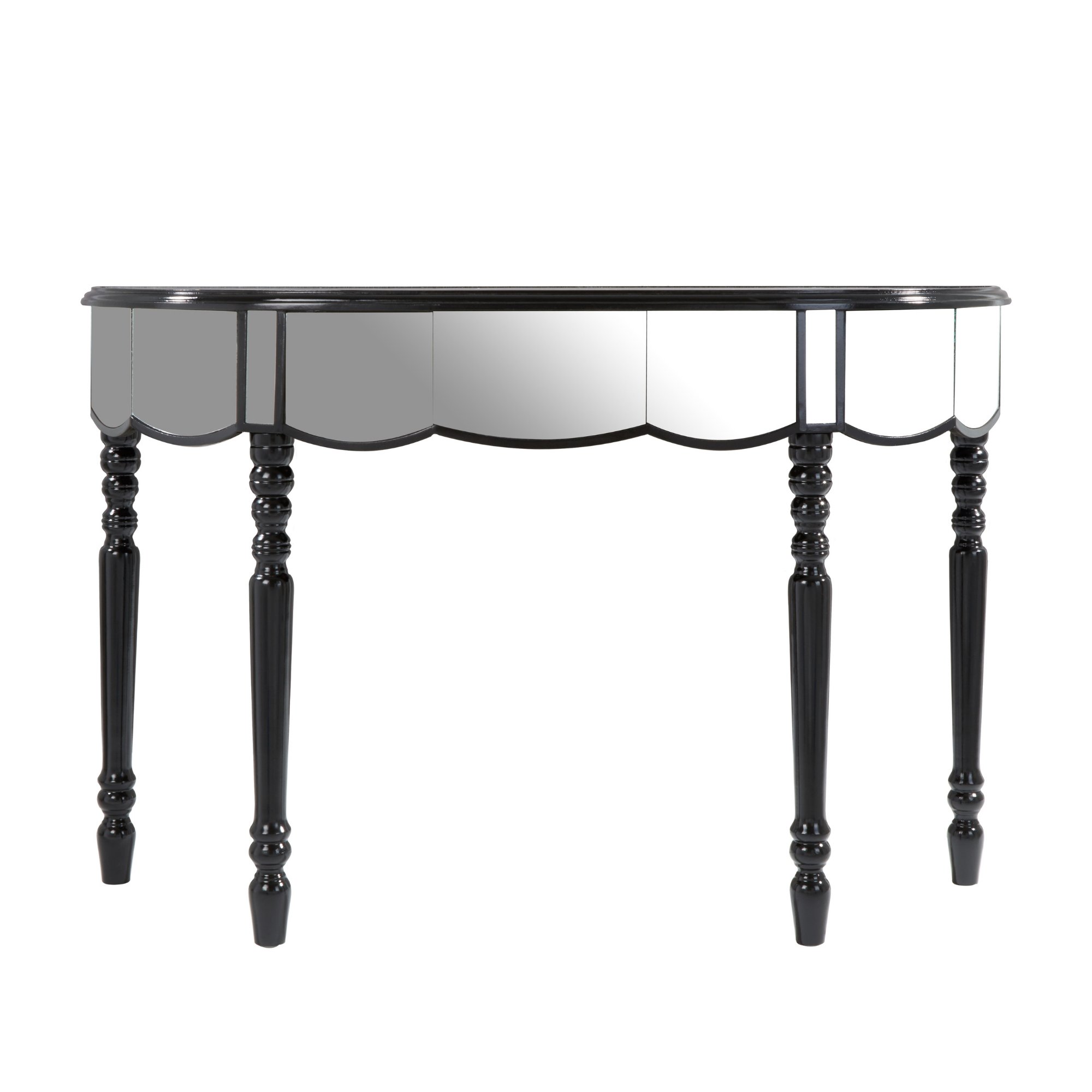 Orsina Tiffany Mirrored Console Table – Black and Silver