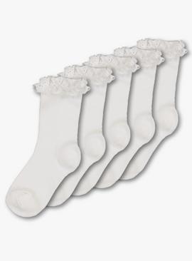 White Broderie Ankle Socks 5 Pack