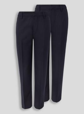 Black Woven Plus Fit Trousers 2 Pack 